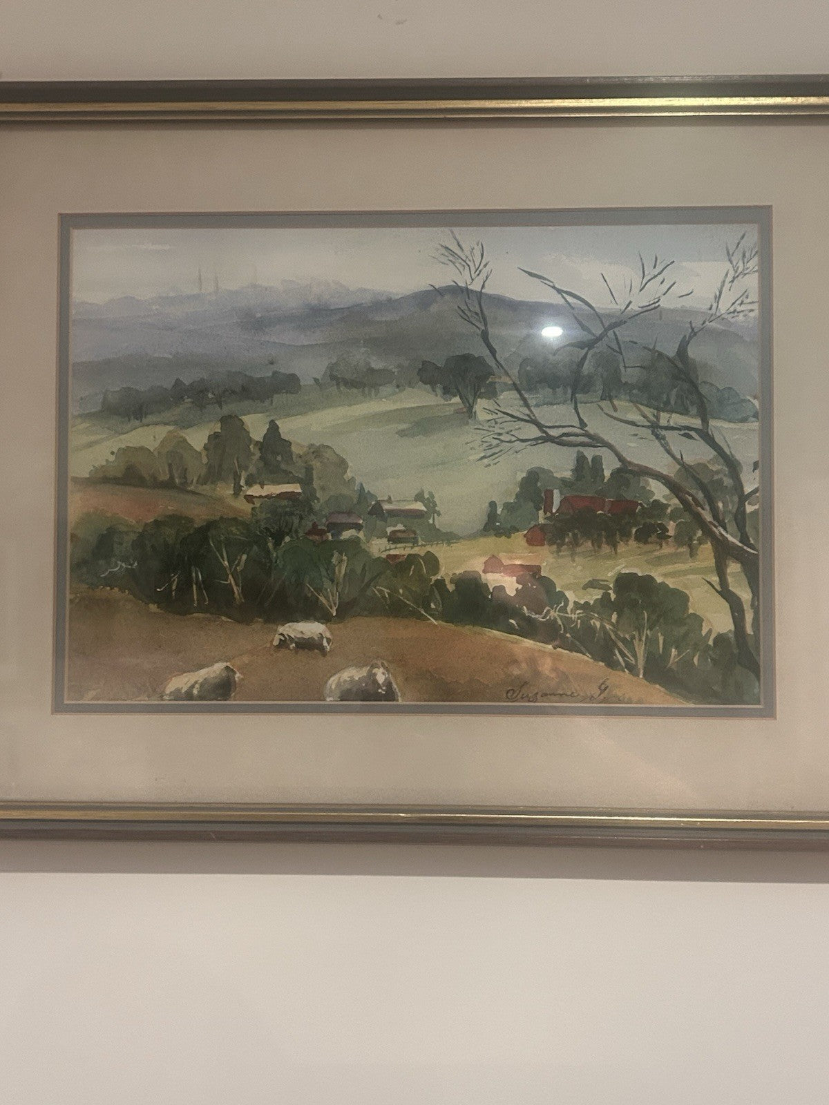 Mid Century Australian Watercolour Suzanne G Adelaide Hills Woodside Framed Art