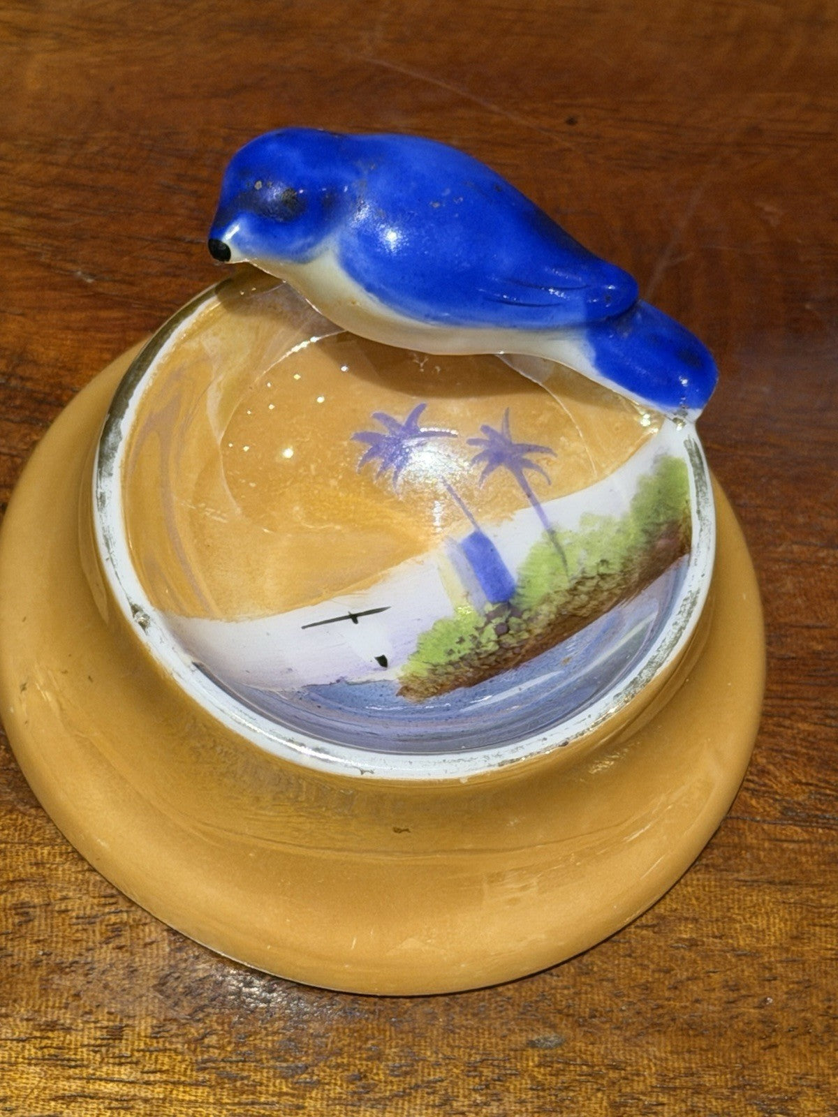 Vintage Noritake Bluebird Salt Dip Cellar 44046 Hand Painted Japan c1930s