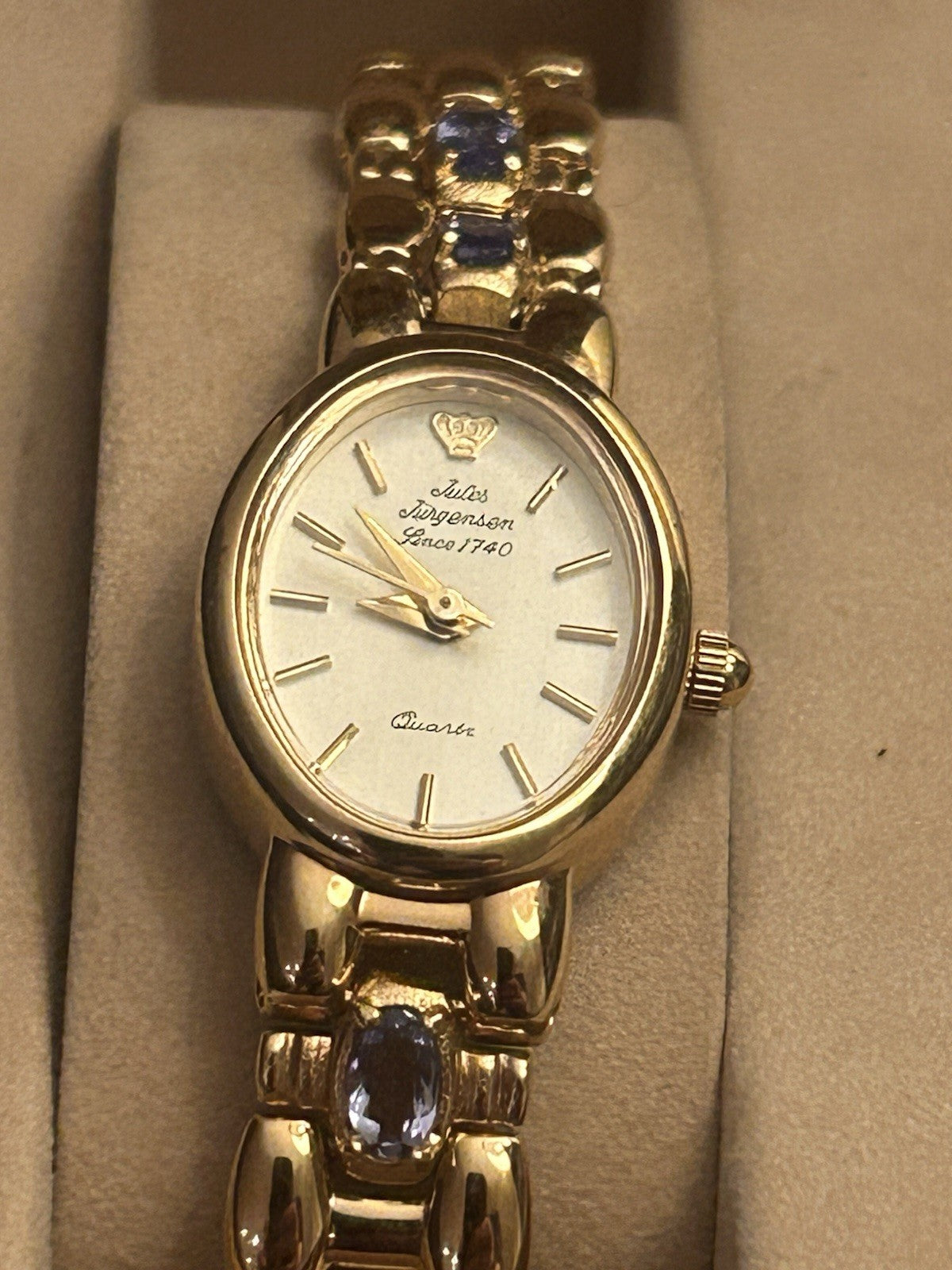 Jules Jurgensen Ladies Quartz Watch Miyota 2035 Tanzanite Boxed VTG