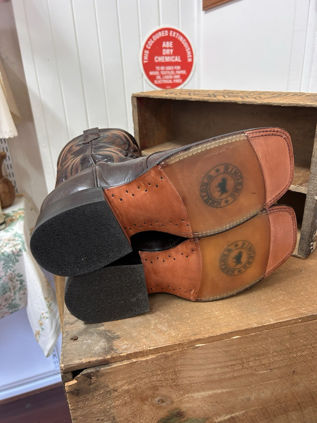 Ringers Western Cowboy Longreach Boots Size 10 EE Brown Leather Made in Mexico
