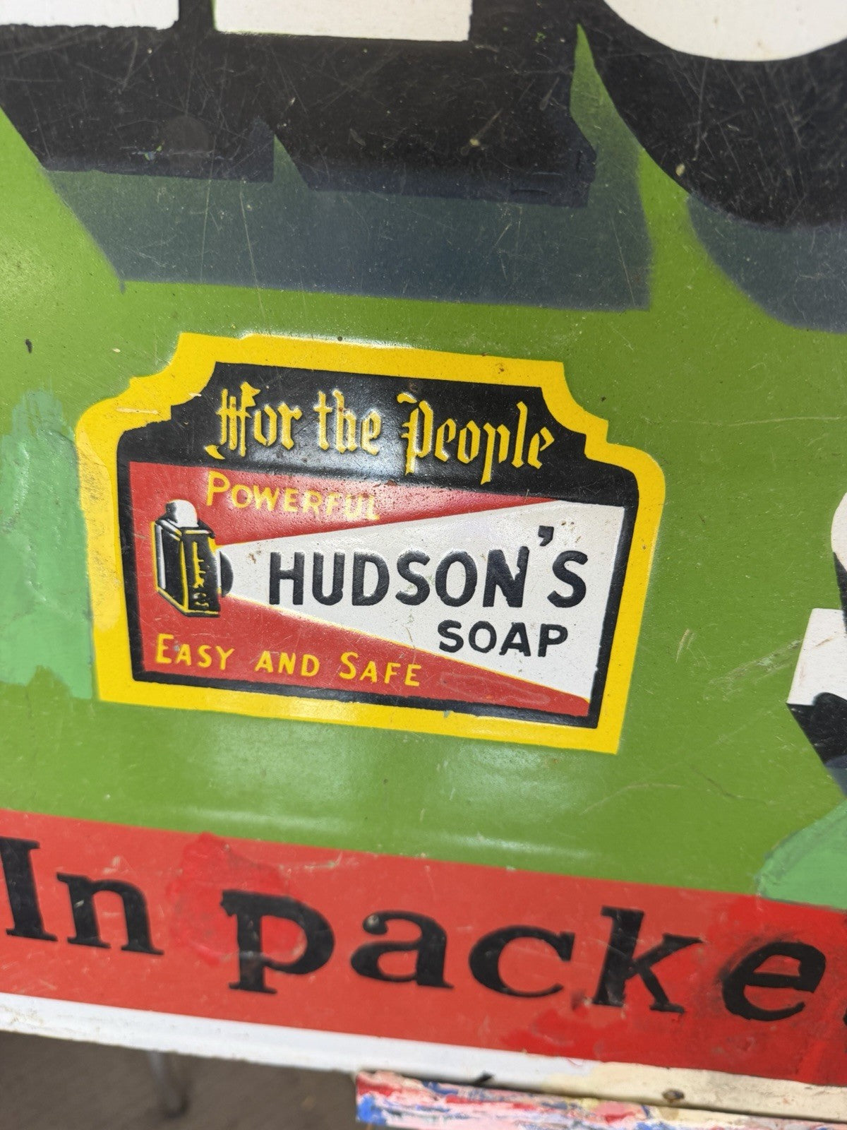 Hudson’s Soap Enamel Sign A Simpson Adelaide Antique Advertising 92cm