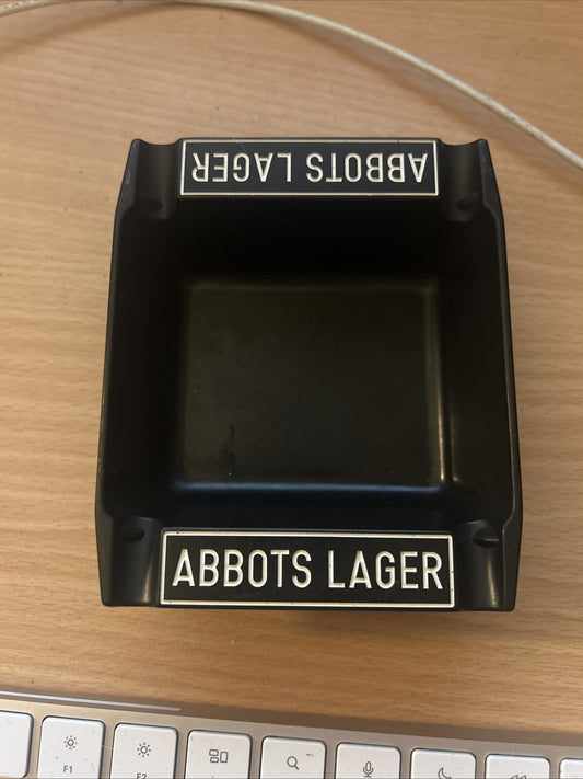 Vintage Abbots Lager Advertising Ashtray Black Square Barware Australia Pub