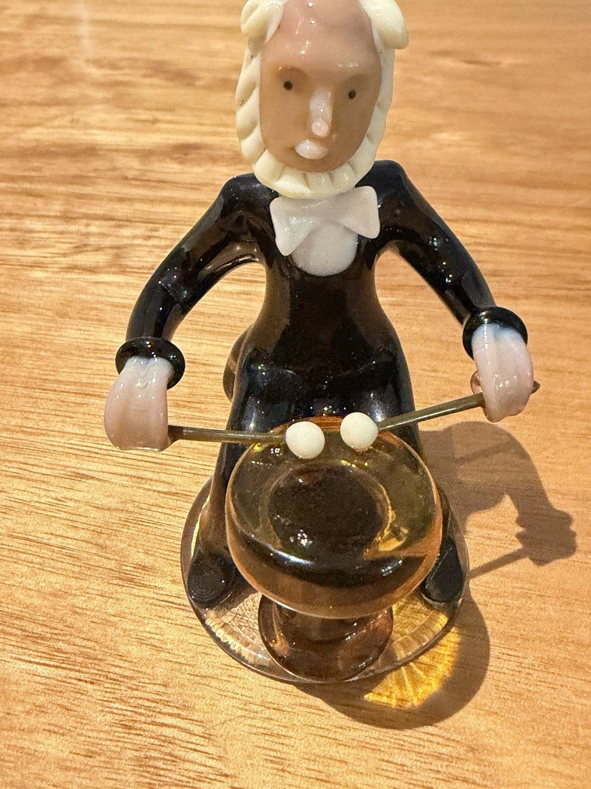 Jaroslav Brychta Attrib Czech ZBS Lampwork Glass Drummer Figurine Vintage