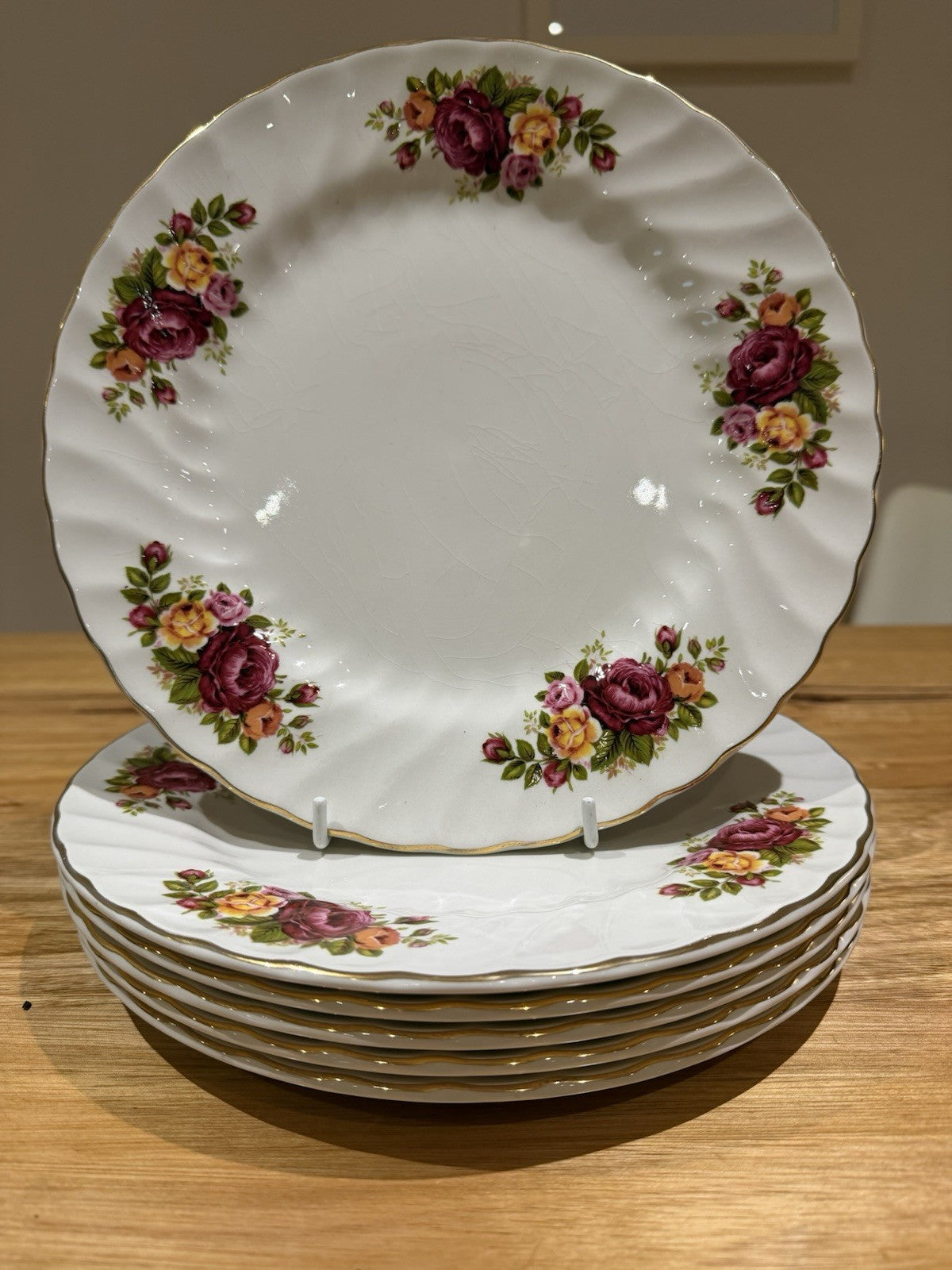 Set 6 Wood & Sons Cottage Rose Ironstone Side Plates England 16cm