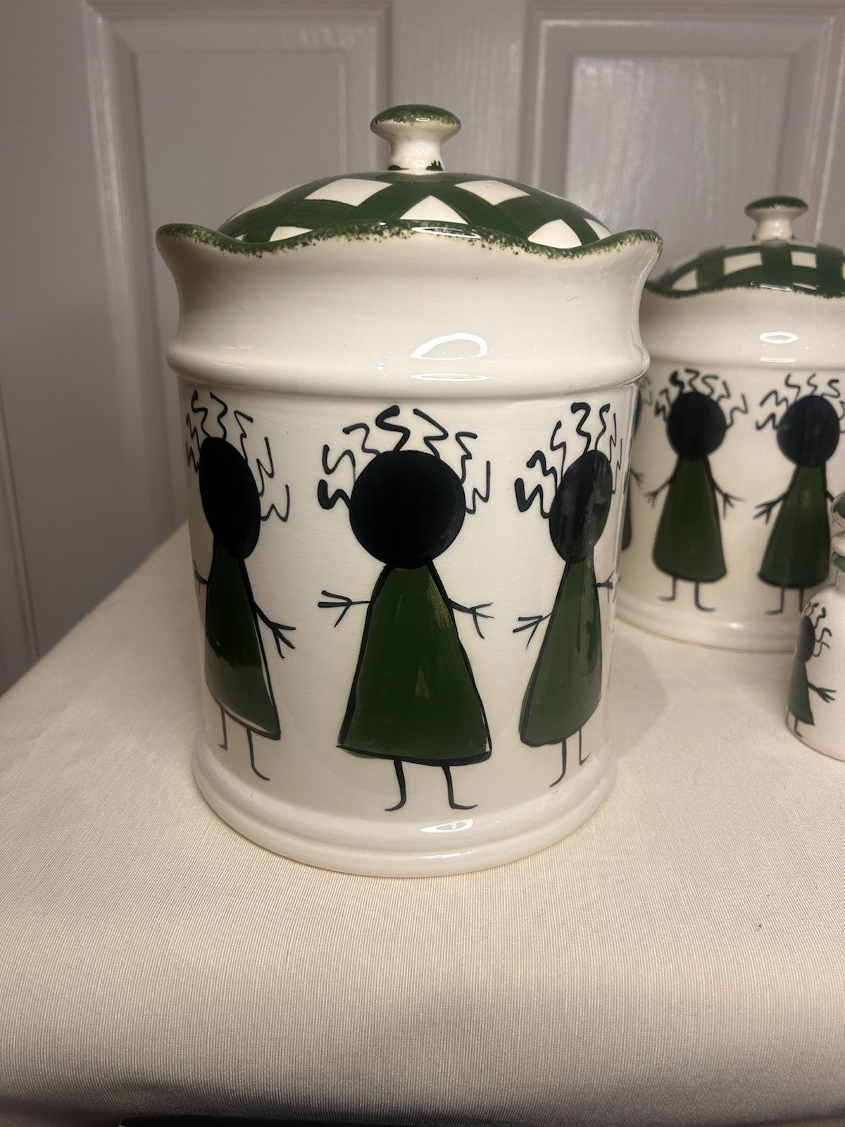 Kerry Alderuccio Hand Painted Canister Set – 6pc Ceramic Kitchen Storage 