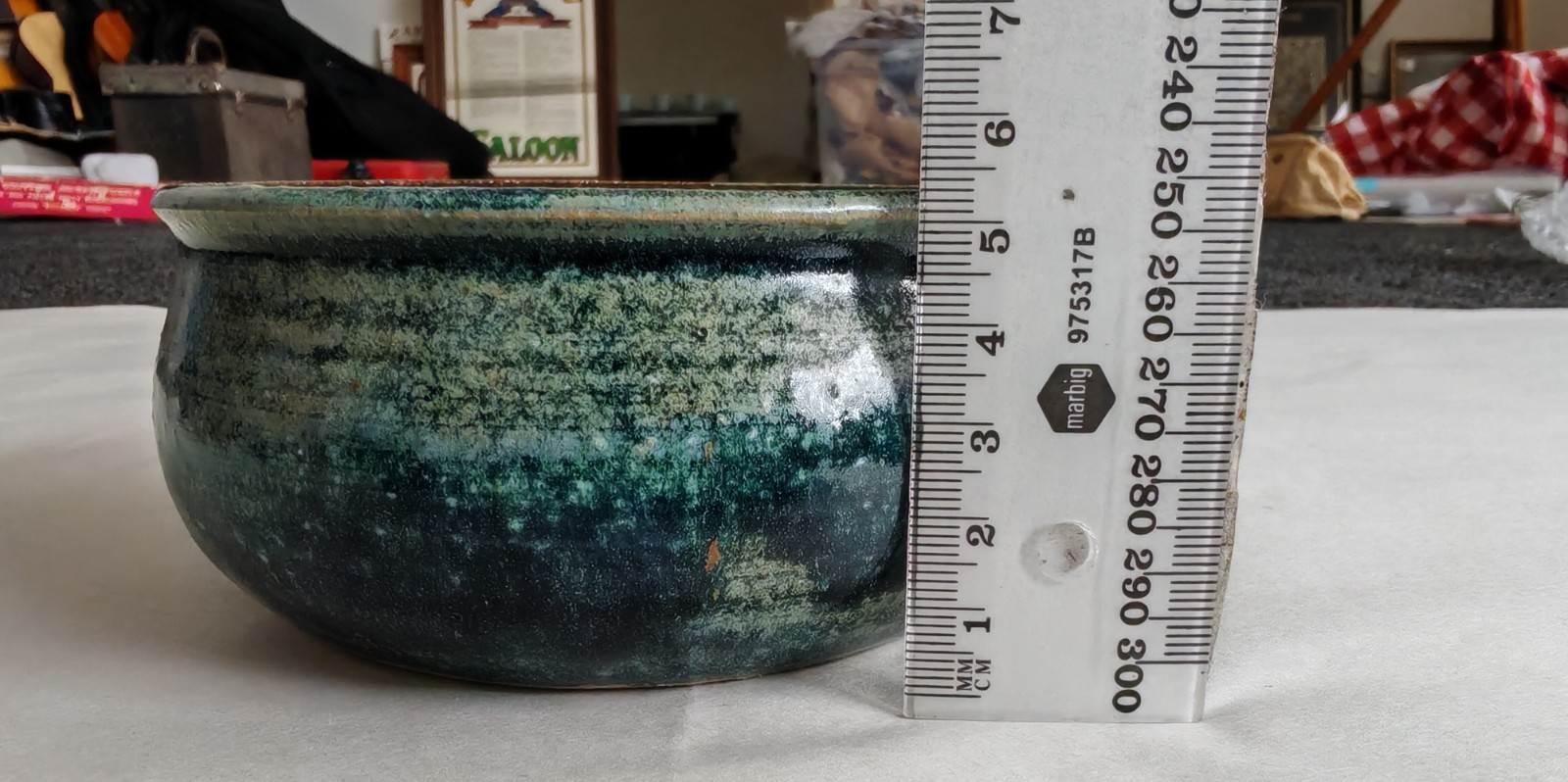 Vintage Studio Pottery Bowl – Blue Green Crystalline Glaze – Signed Base