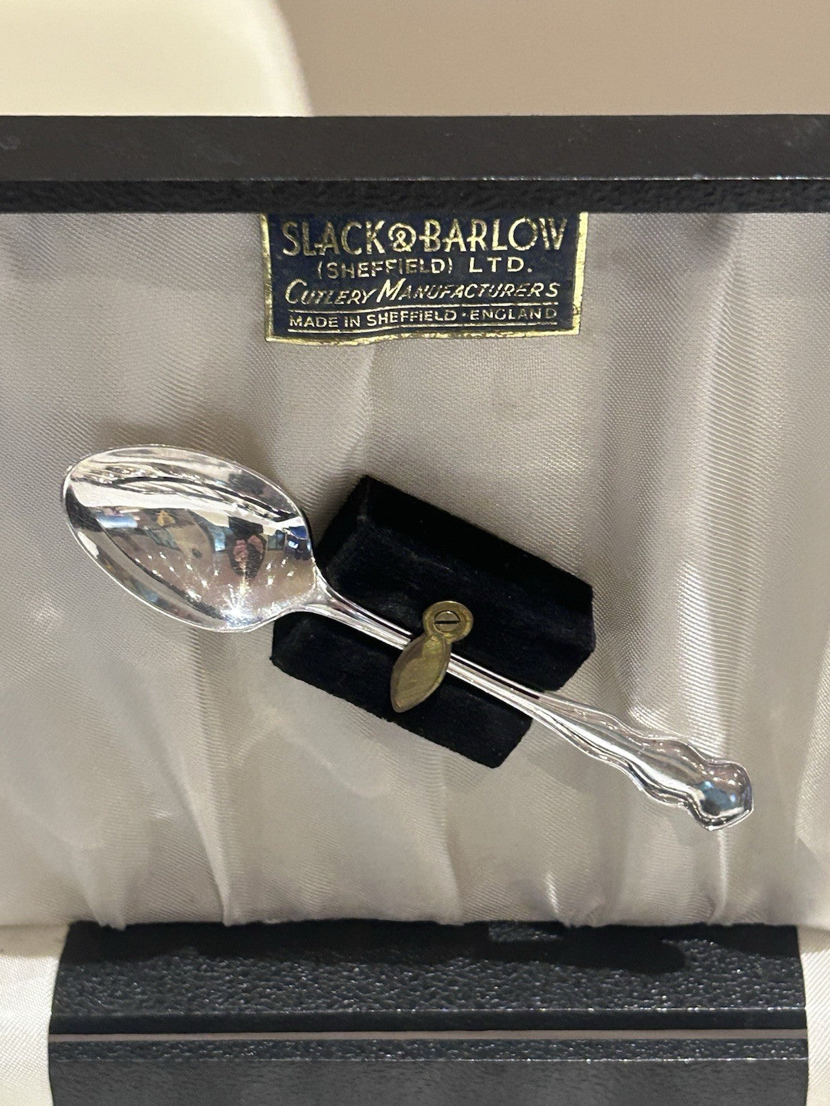 Slack & Barlow Sheffield 12 Silver Plate Teaspoons Boxed Set England Vintage