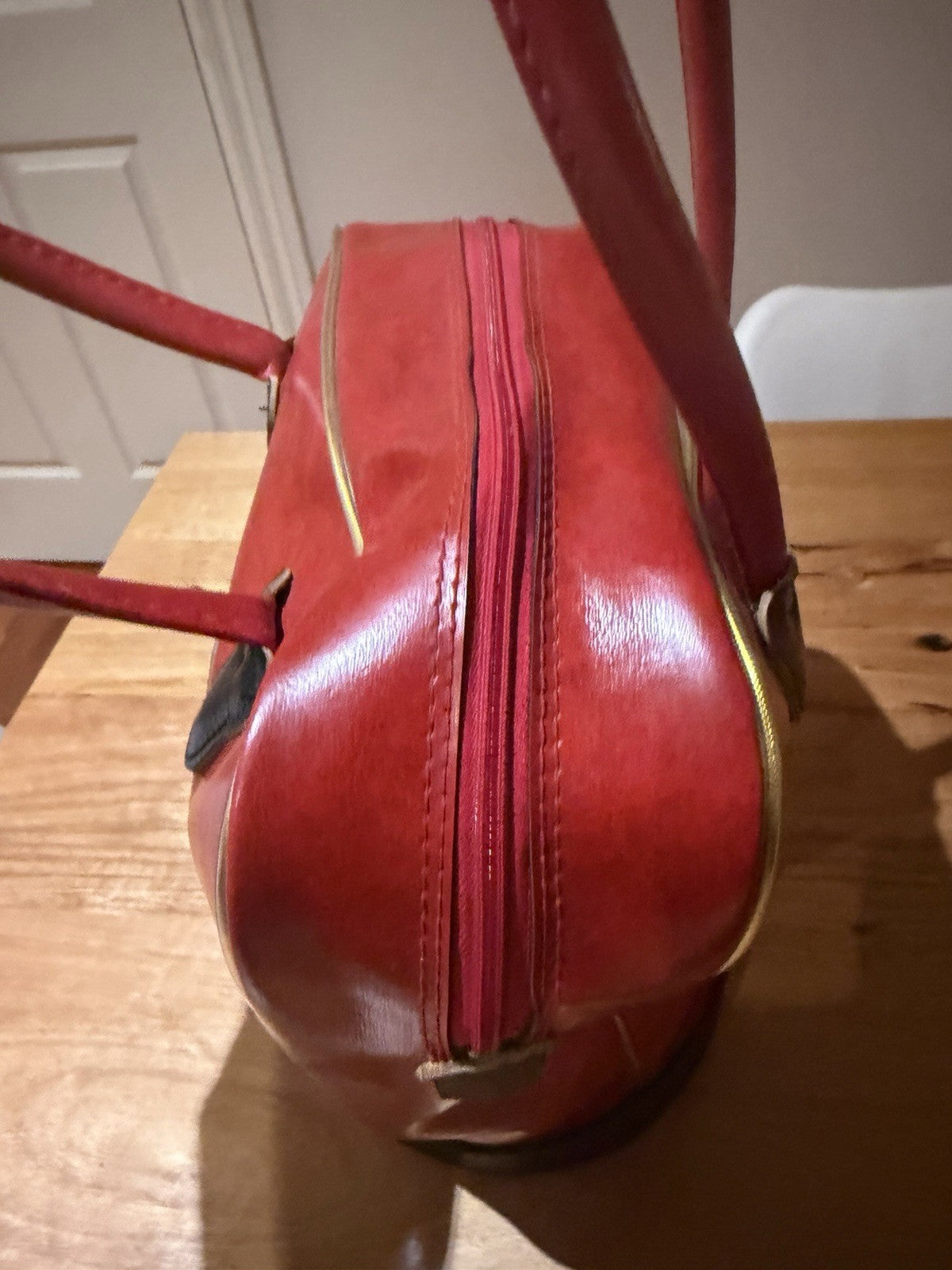 Vintage TOSCA Red Travel Bag Bowling Bag Retro Australian Luggage c1970s