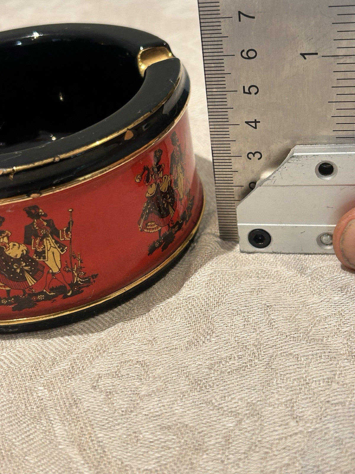 Vintage Italian Ceramiche Fiorentine Ashtrays Pair Red Black Gold c1950s 