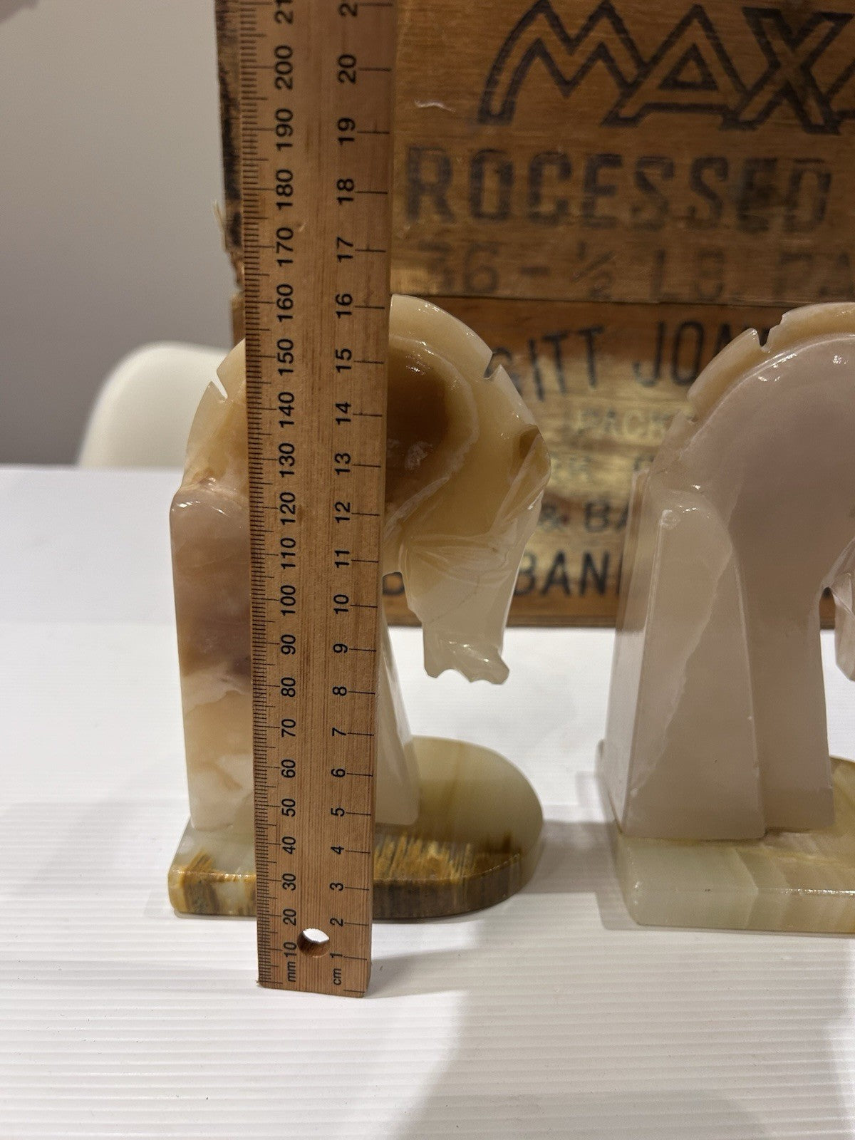 Vintage Onyx Horse Head Bookends Pair – Mid-Century Art Deco Style 16cm Tall