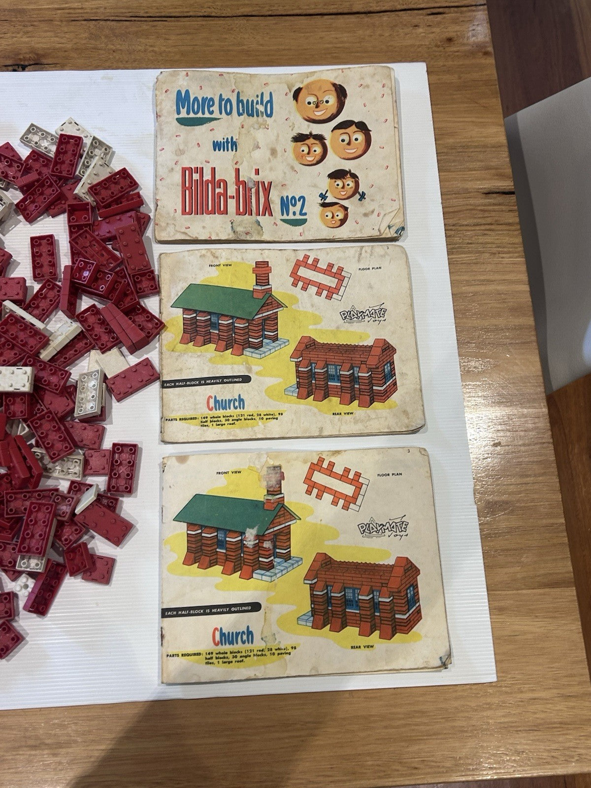 Vintage Bilda-Brix 1950s Lot ~470pcs + 3 Booklets (2 Incomplete) G.W. Murdoch