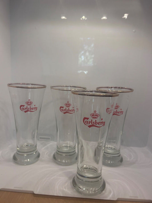 Carlsberg Beer Glasses - Set 4 weighted bases