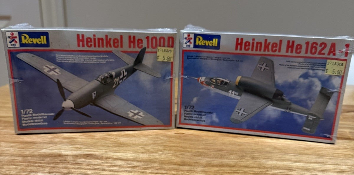 Revell 1/72 Heinkel He100D & He162A-1 Kits Sealed 1984 West Germany Lot
