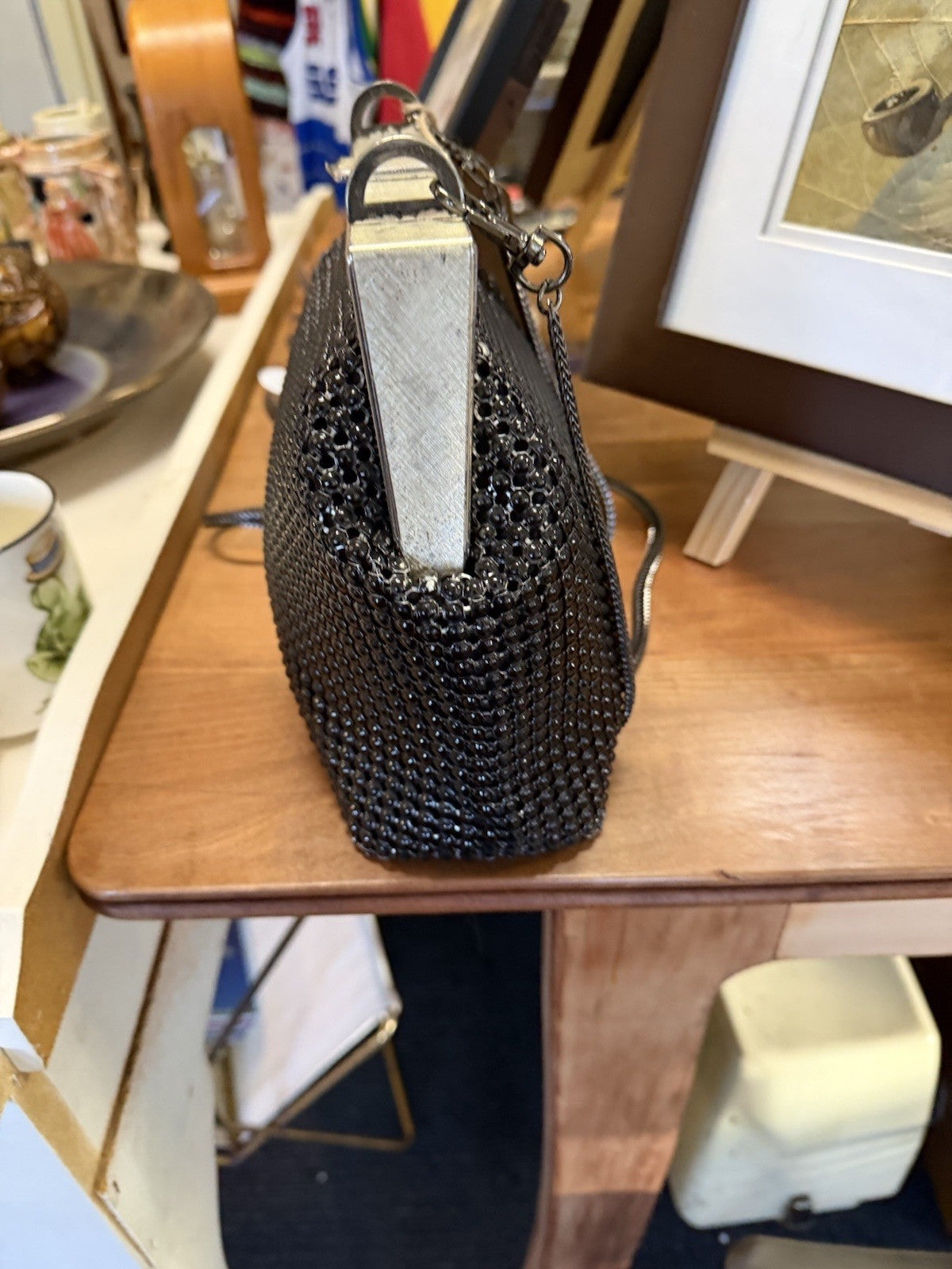 Vintage Oroton Black Mesh Evening Bag West Germany Purse Cocktail Handbag