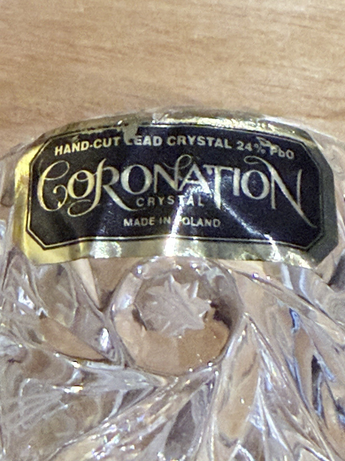 Coronation Crystal Napkin Rings Set 6 Lead Crystal 24% PbO Poland
