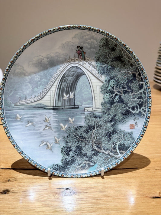Vintage Jingdezhen Porcelain Plates Set 10 Chinese Decorative Court Scenes