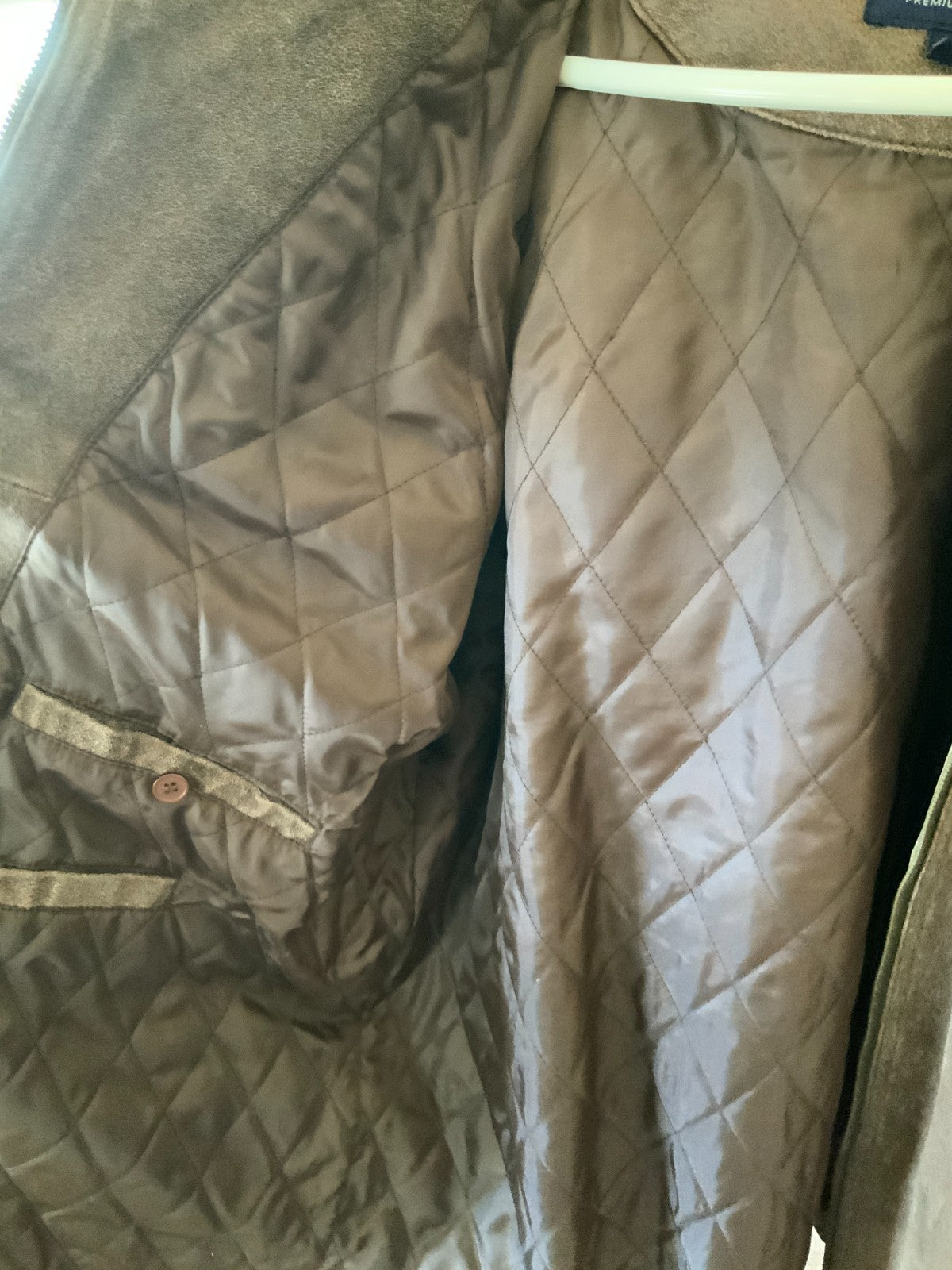 Lancia Premium Quality Brown Faux Suede Jacket Quilted Lining Mens XXL