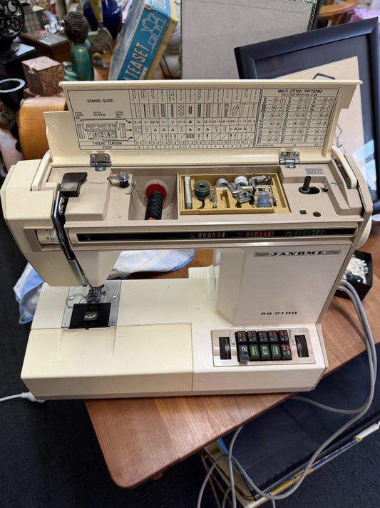 Janome SR2100 Vintage Sewing Machine Working Multi Stitch Heavy Duty Japan