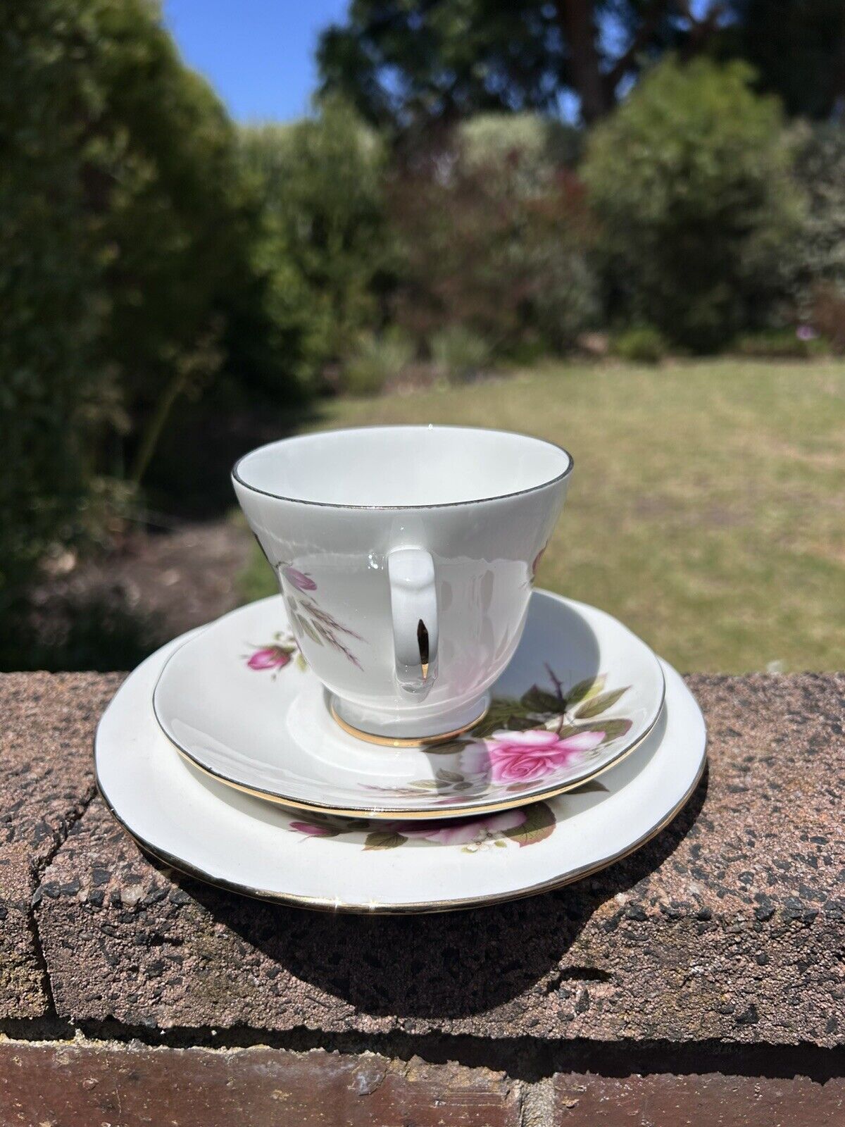 Kingsley Staffordshire England Tea Cup And 2 x Plate Set - Bone China