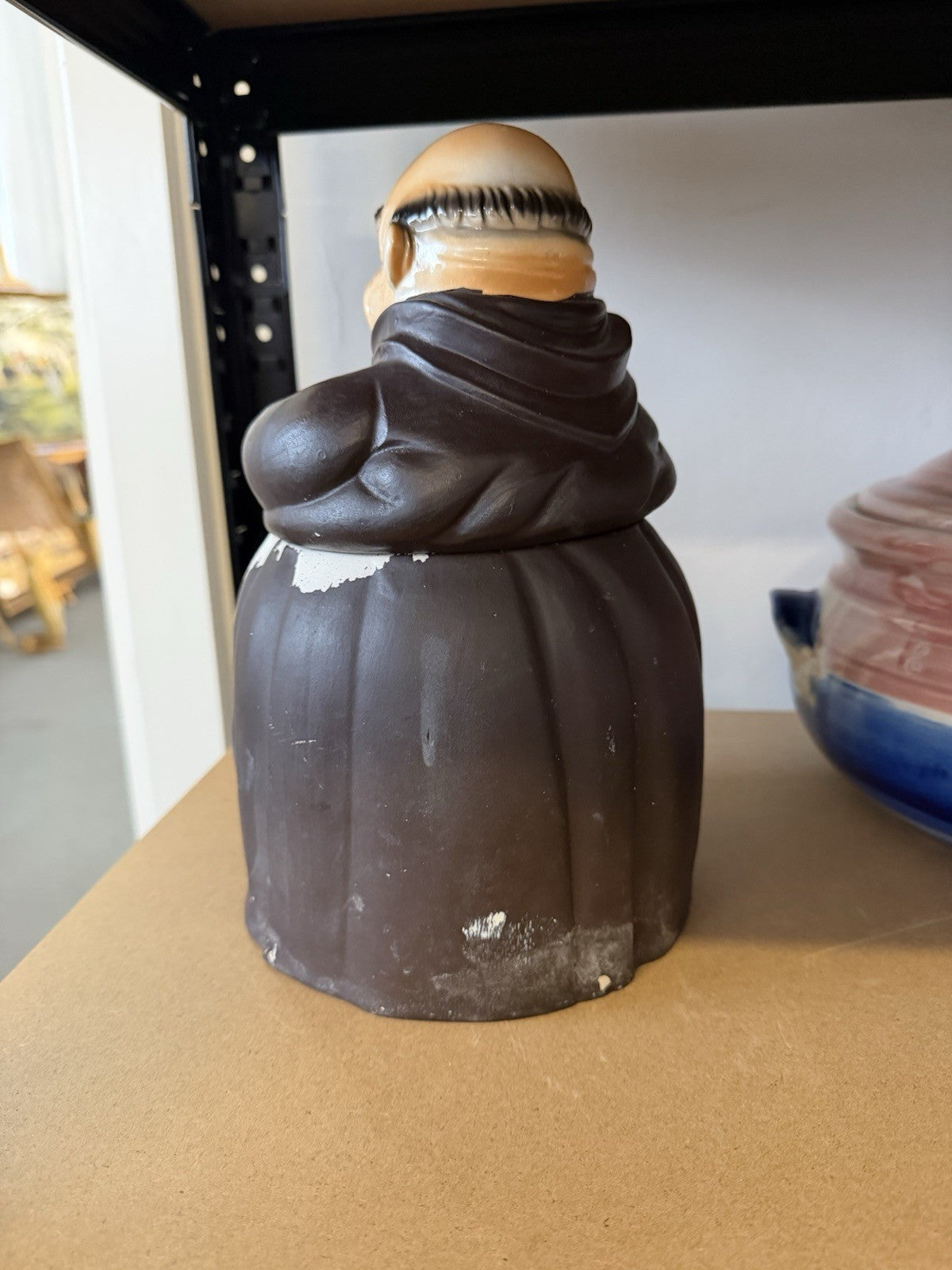 Vintage Monk Cookie Jar Japan Pottery “Thou Shall Not Get Fat” 27cm