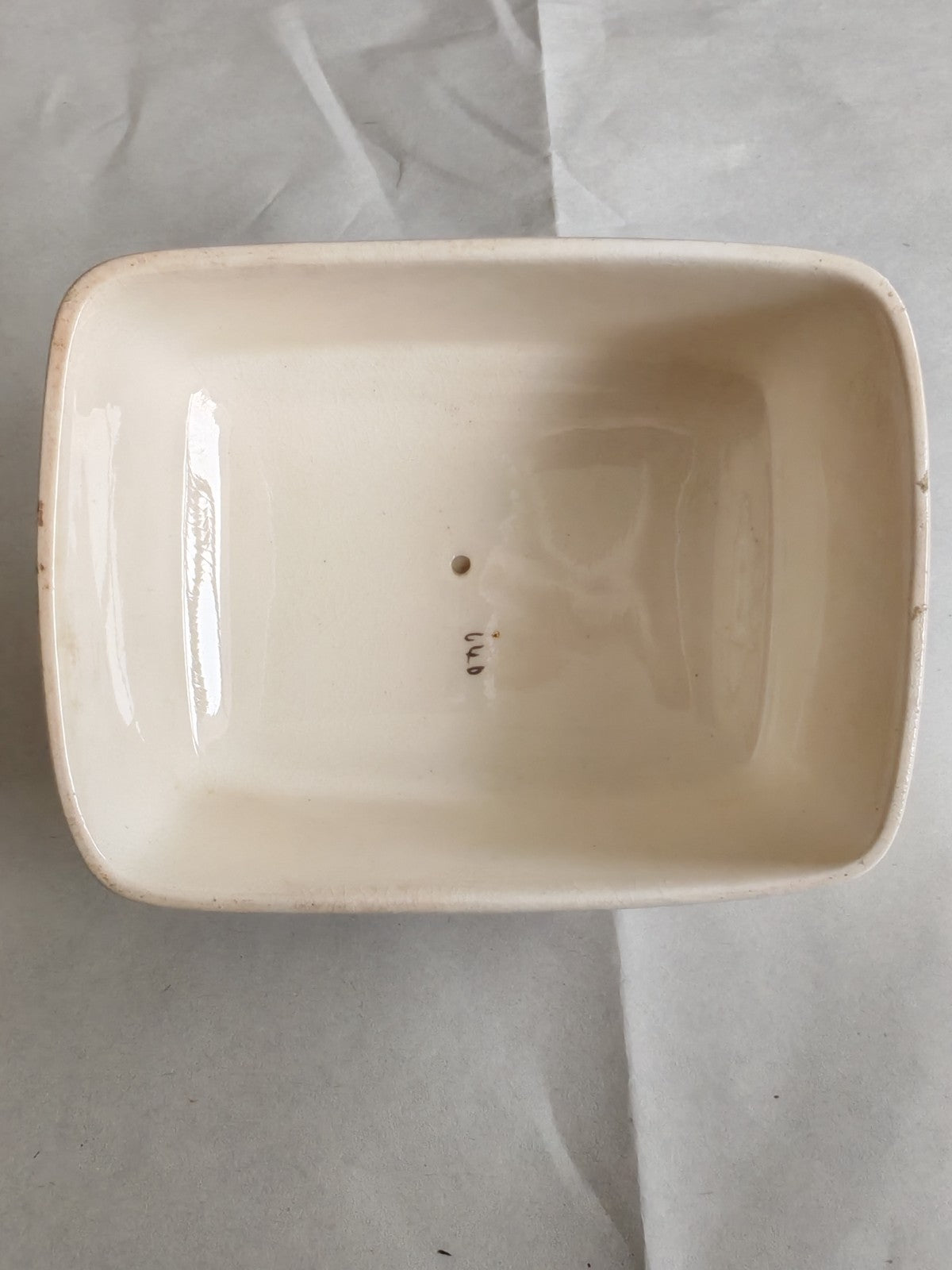 Vintage Crackle Glaze Butter Tray Cover “De Olden Days” Scene