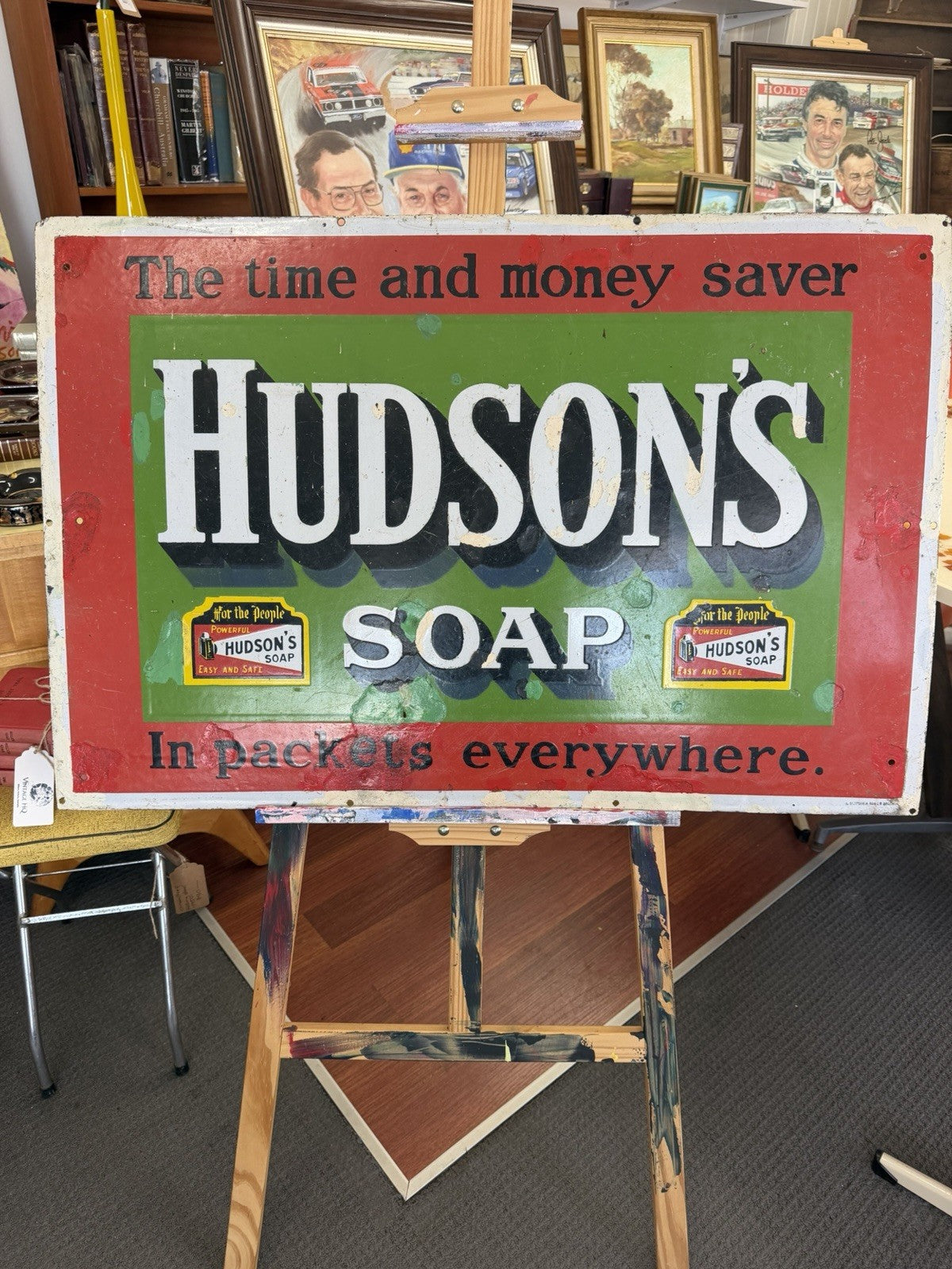 Hudson’s Soap Enamel Sign A Simpson Adelaide Antique Advertising 92cm