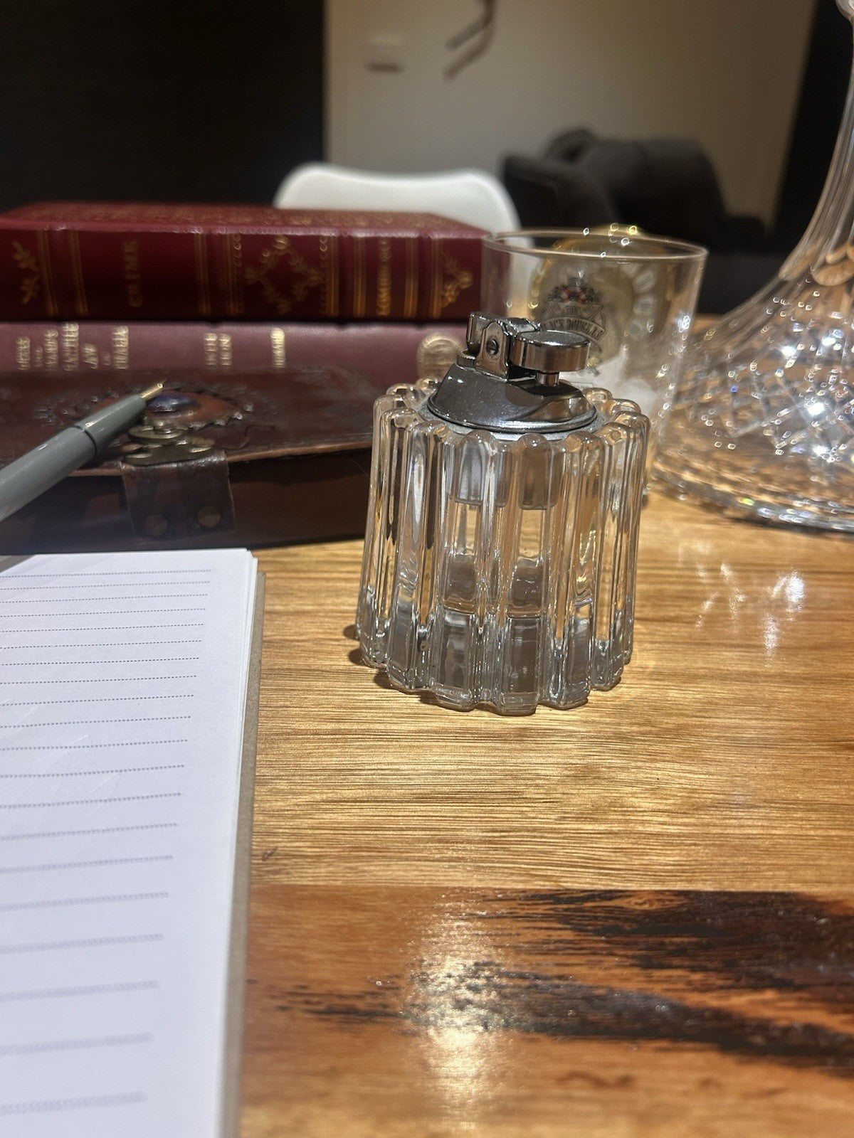 Vintage Koei Unicon Japan Glass Table Lighter Retro Desk Lighter - UNTESTED