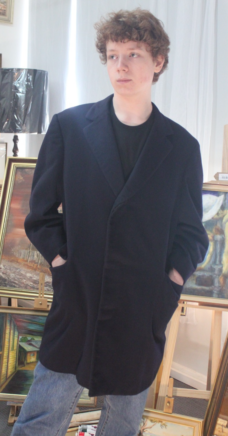 Vintage Aquascutum Navy Overcoat Made in England Royal Warrant Men's