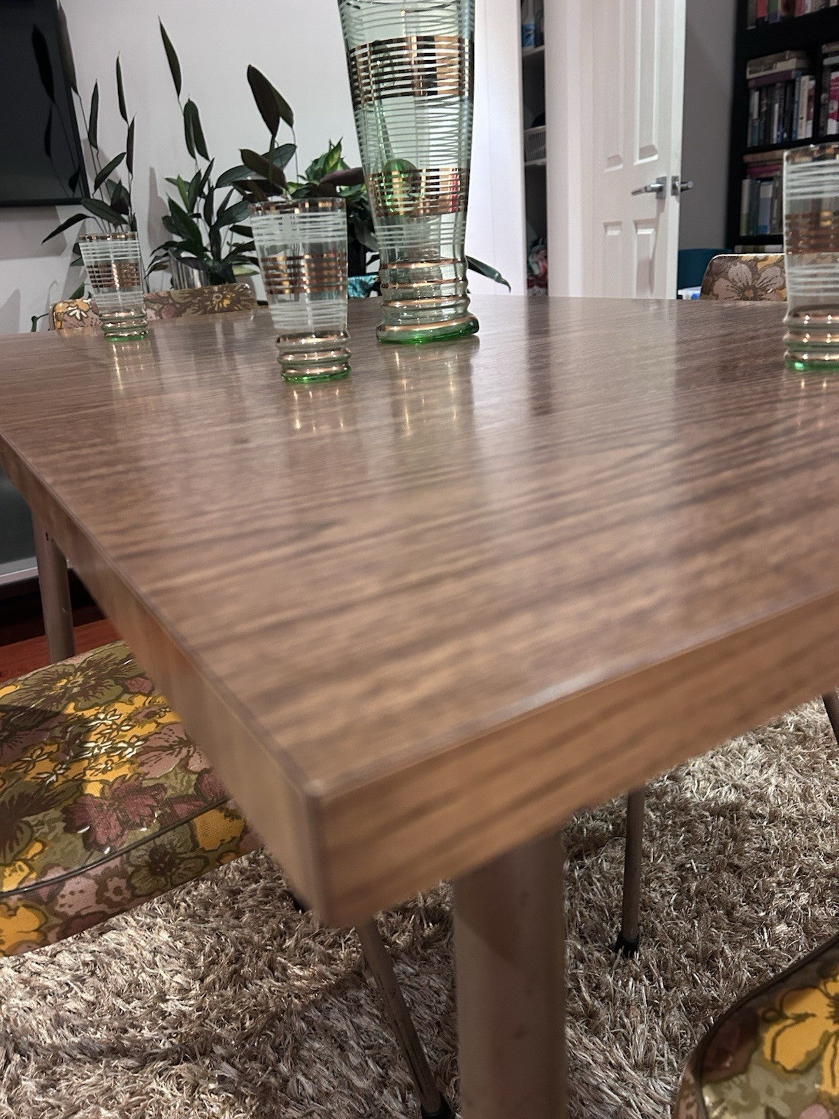 1960s Retro Dining Set Laminate Table + 6 Floral Chairs Cowes Original