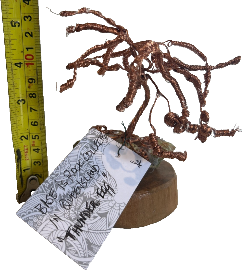 Copper Wire Bonsai Sculpture on Thunder Egg Base – Handmade Art Piece