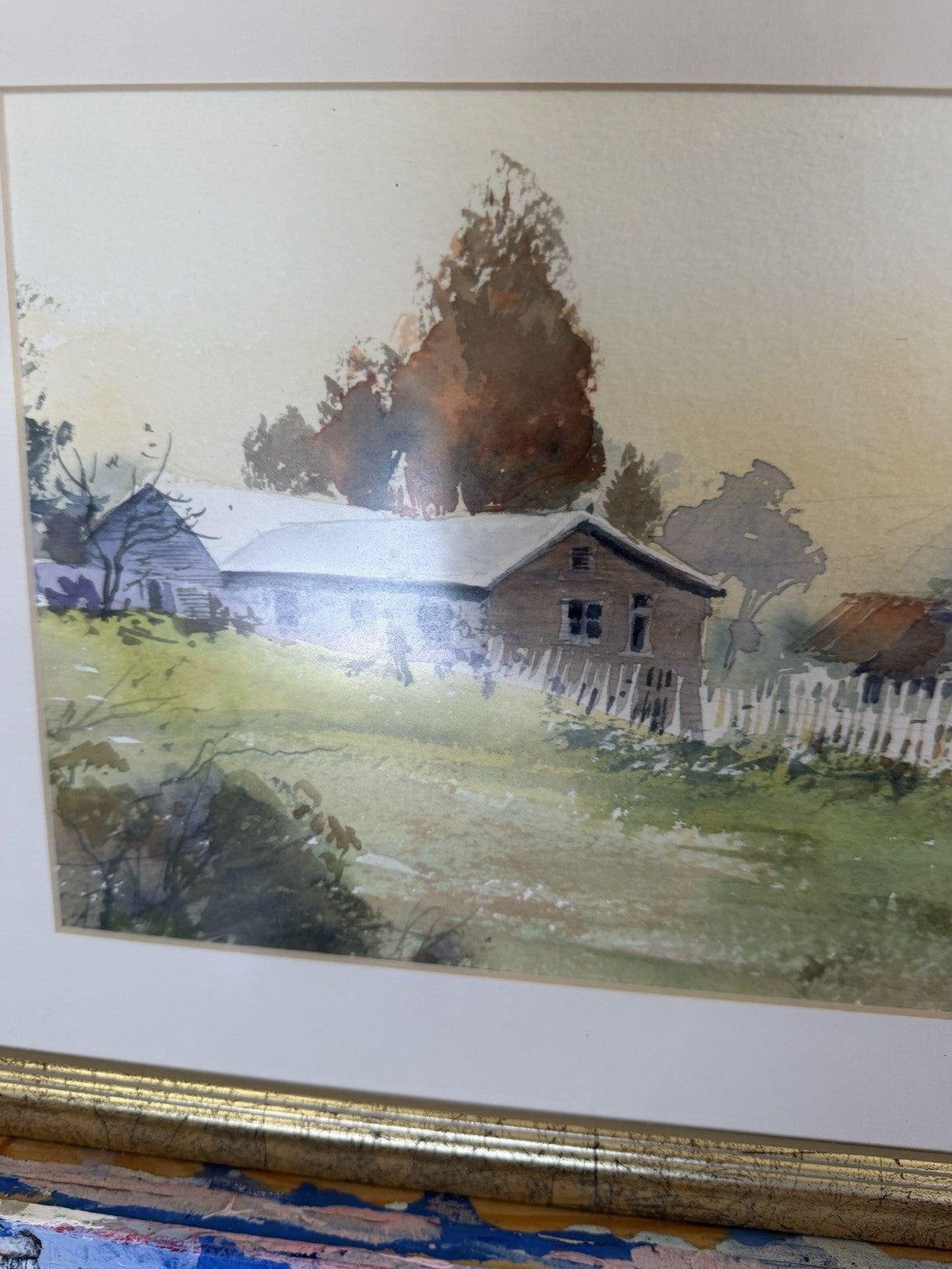 Vintage Original Watercolour Australian Country Cottage Landscape Framed Art