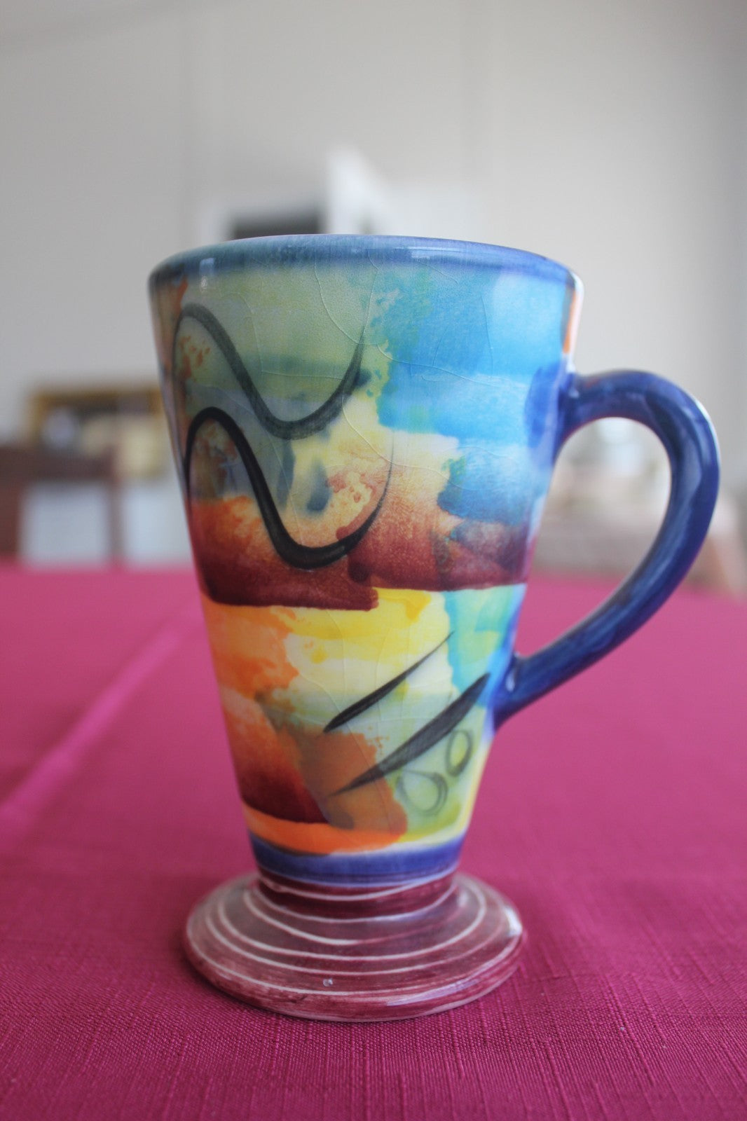 Australian Studio Pottery Pedestal Mug – Kez & M Jay Design – Signed Kate, 1999