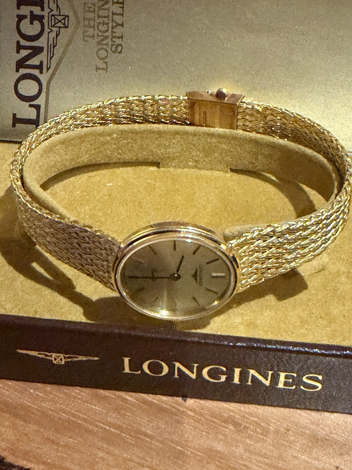 Longines Ladies Quartz Watch Gold Tone Mesh Bracelet Box Papers Swiss 6558