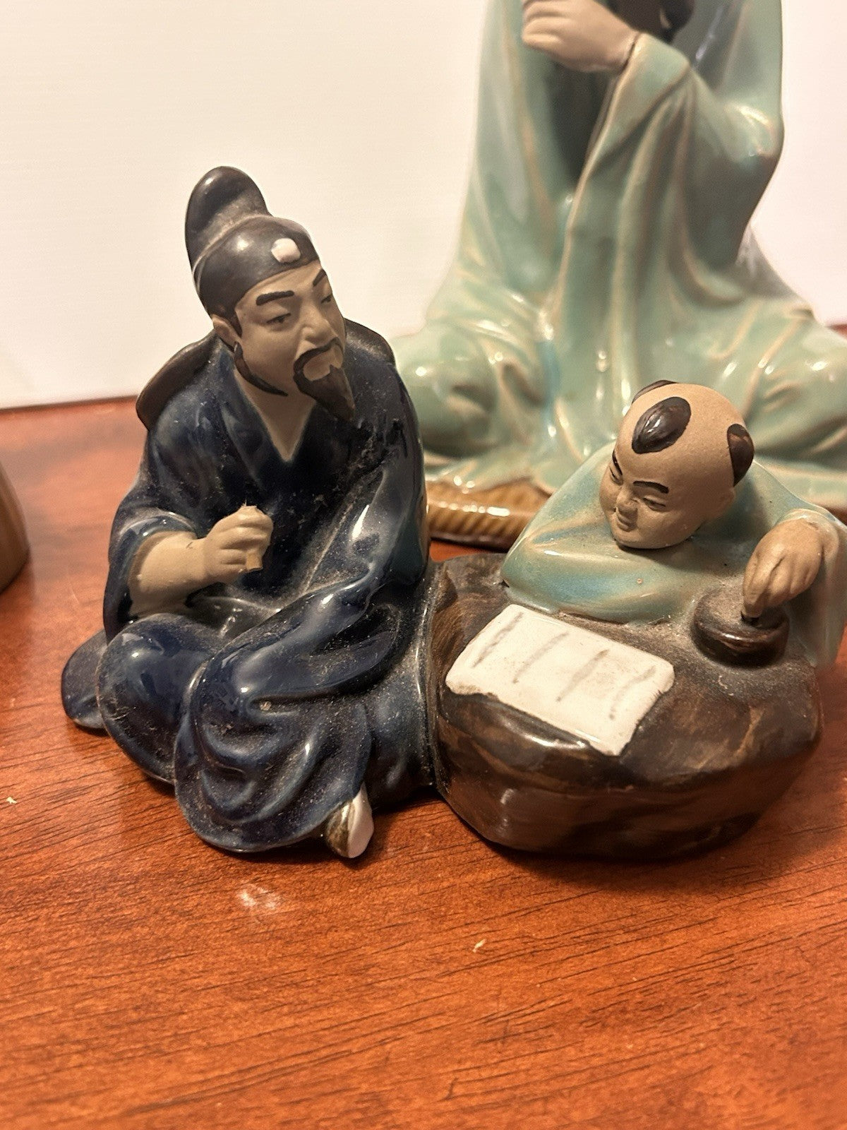 Shiwan Mudman Figurines Set of 4 Woh Jeong/Wan Jiang China Pottery 1950s–70s