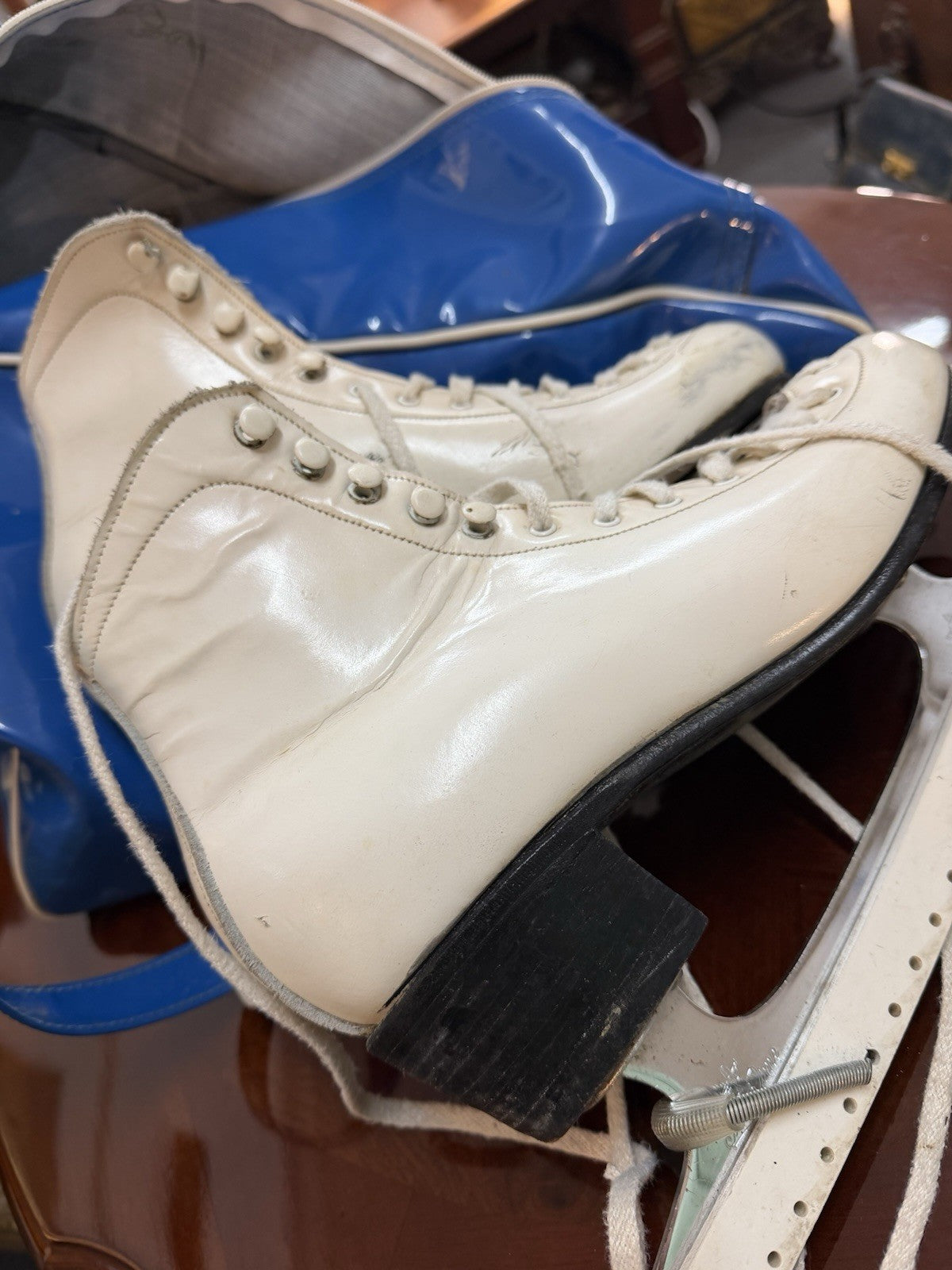 Vintage T Altamura Ice Skates MK Ice Time Blades Blue Skating Carry Bag