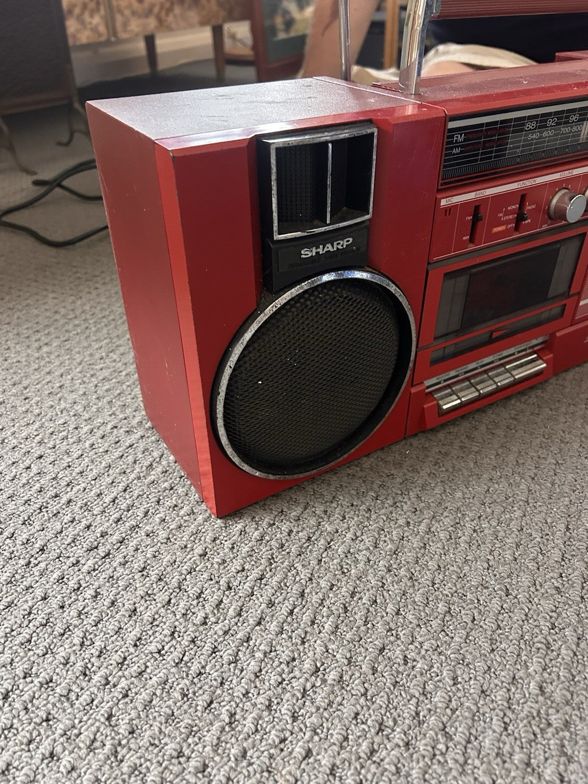 Vintage Sharp GF-A1 Red Boombox Cassette Radio | Tested & Tagged | Read Desc 