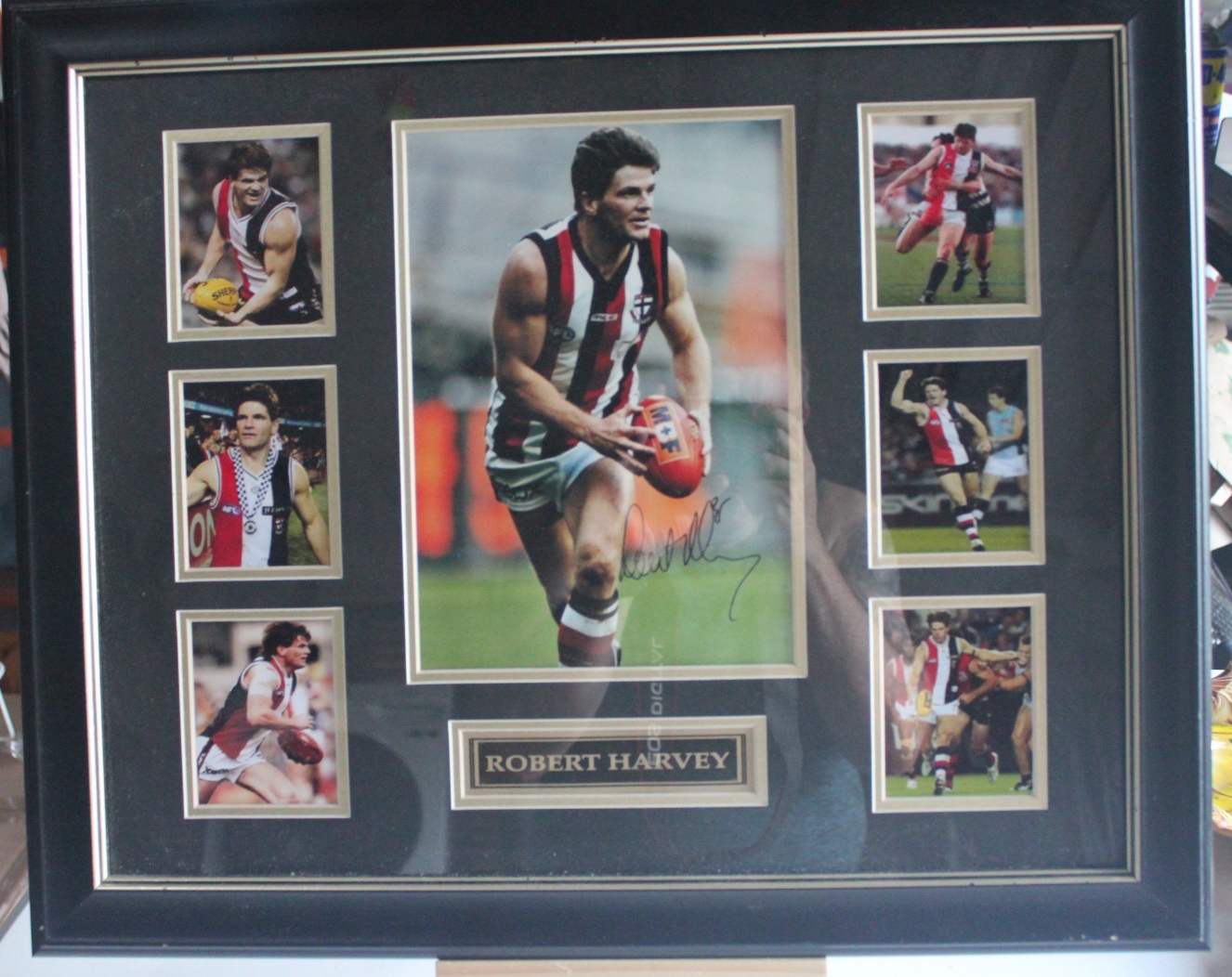 Robert Harvey Signed AFL Framed Display – St Kilda Legend – Autographed