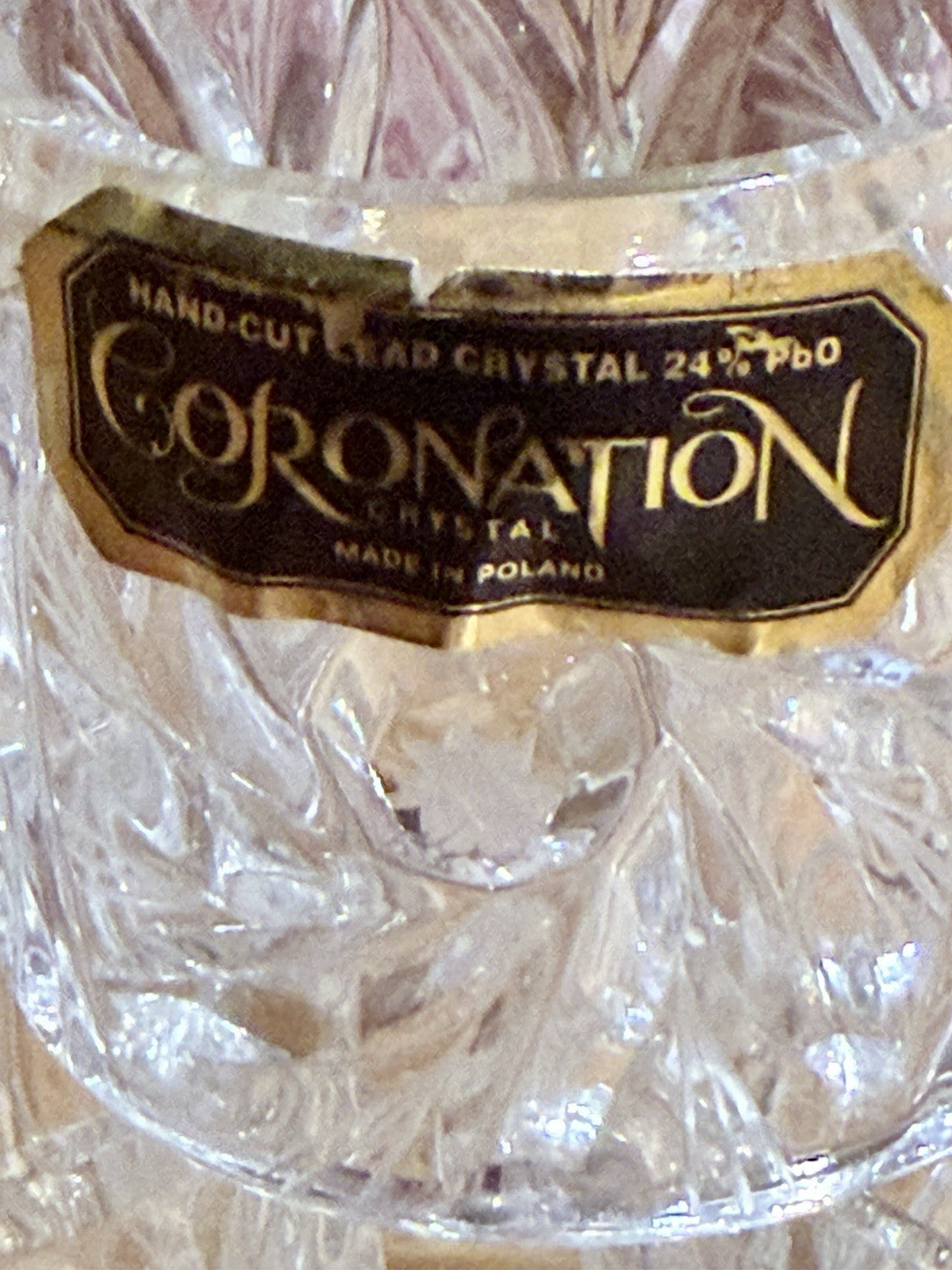 Coronation Crystal Napkin Rings Set 6 Lead Crystal 24% PbO Poland