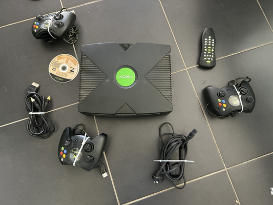 Microsoft Original Xbox Console Bundle + 3 Controllers + DVD Kit + THPS4 –Tested