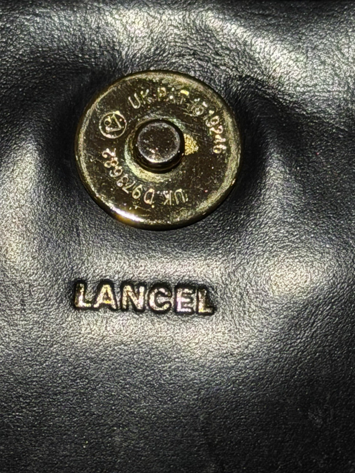 Vintage Lancel Black Leather Crocodile Effect Shoulder Bag Gold Hardware