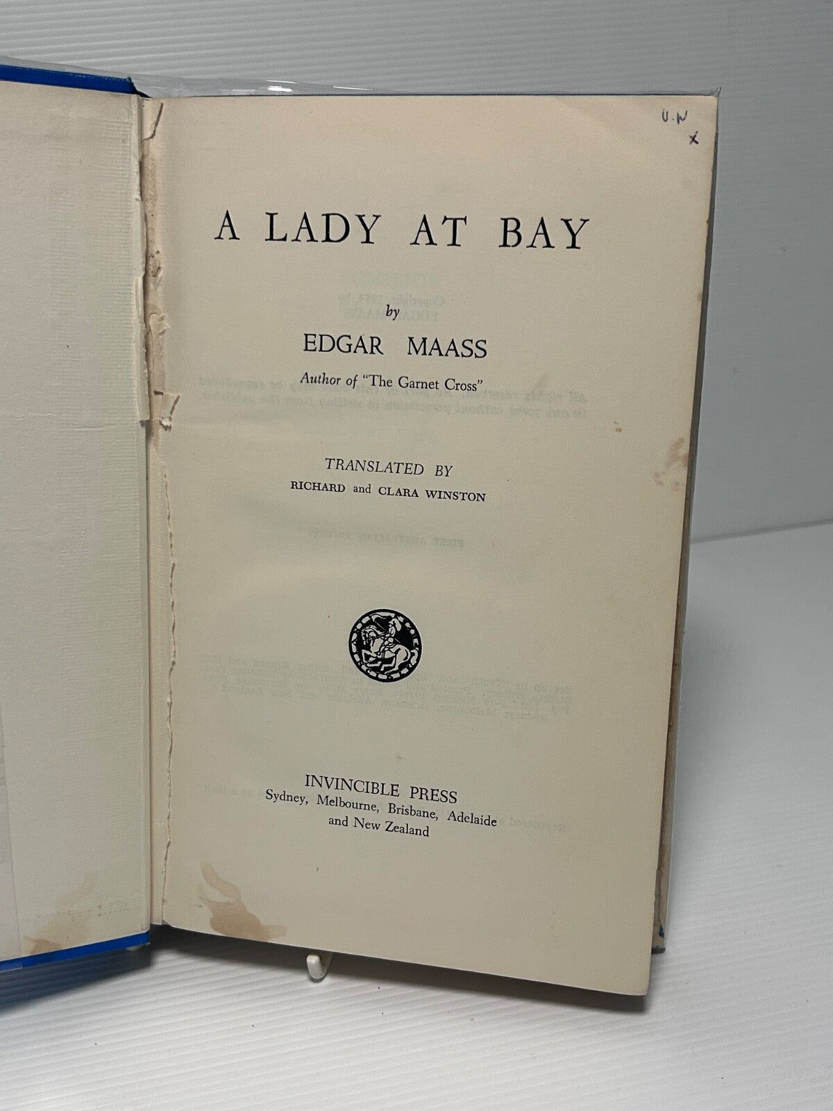 A Lady at Bay by Edgar Maass – First Australian Edition 1953 – Invincible Press