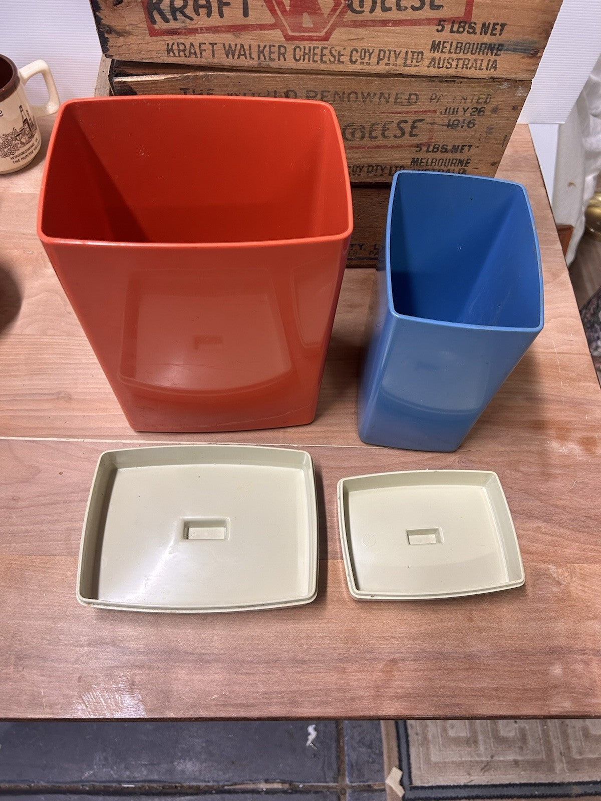 Nylex Retro 1960s Flour & Rice Canisters Set Made in Australia Kitchen