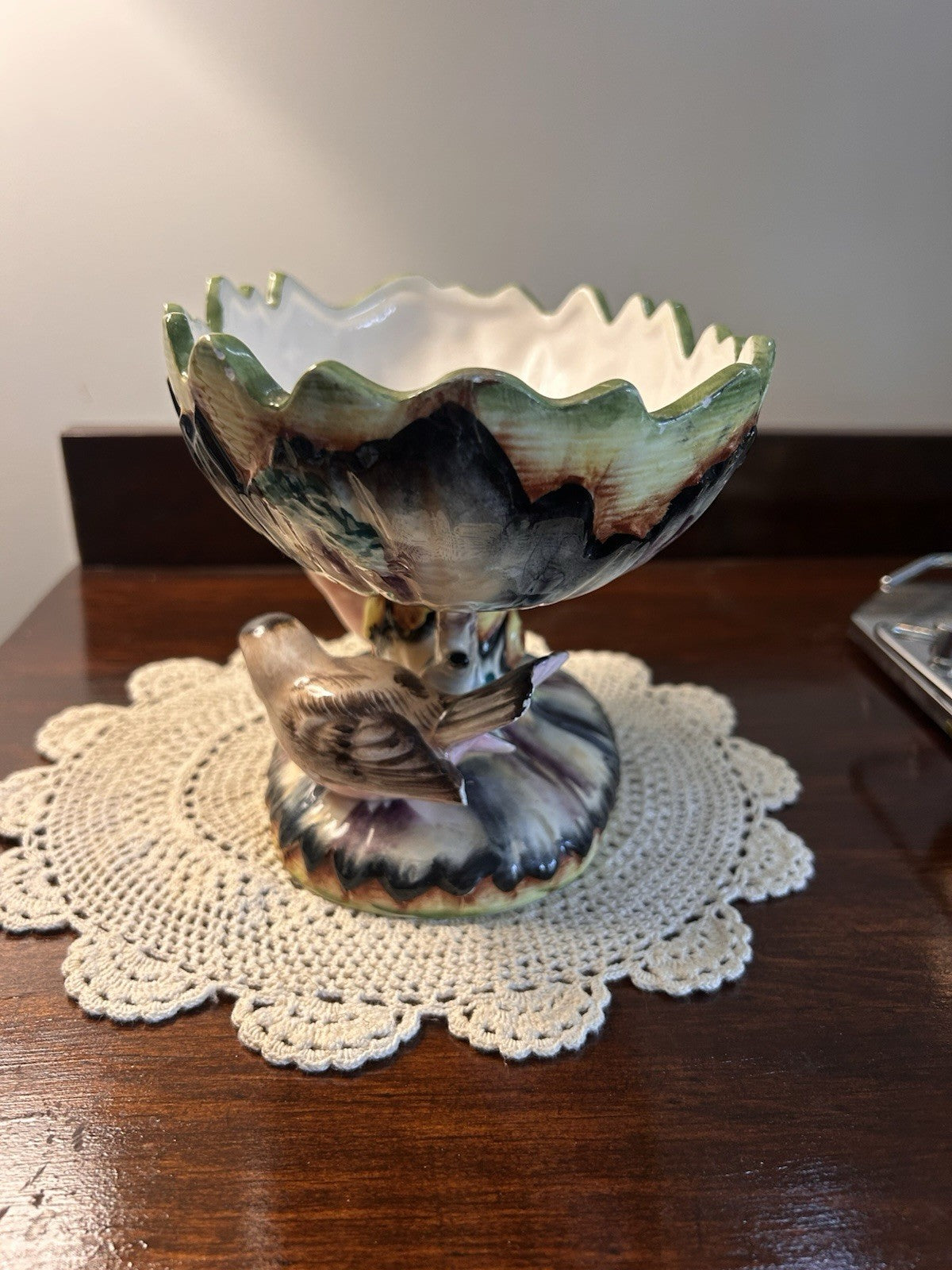 Japan Majolica Bird Compote