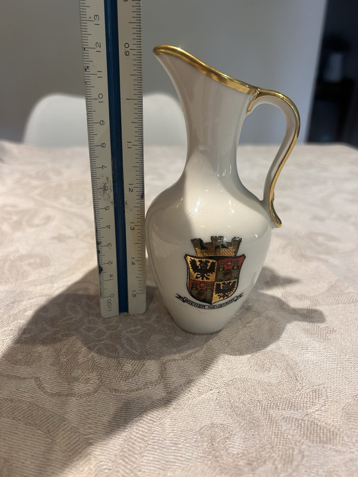Vintage Wiener Neustadt Austria Porcelain Mini Jug Gold Trim Souvenir
