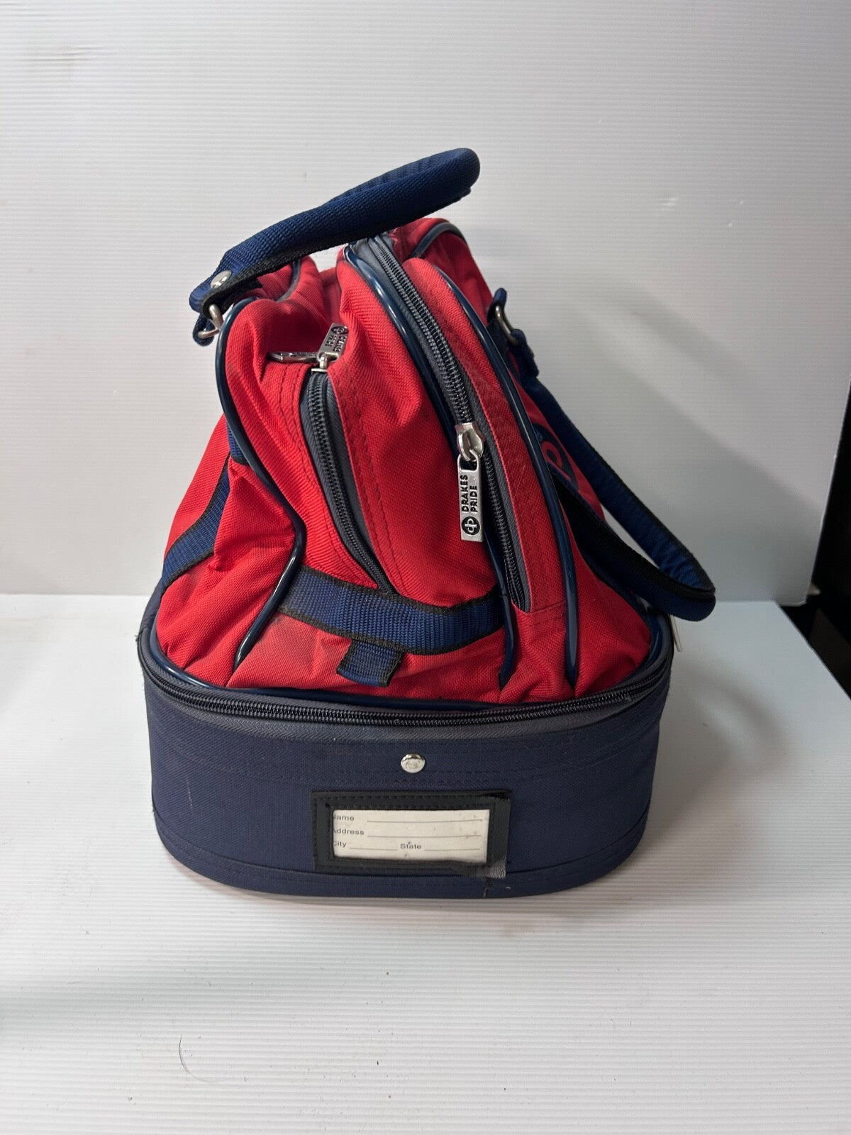 Drakes Pride Lawn Bowls Bag Red & Navy – 3 Compartment Carry Case - 4 bowls