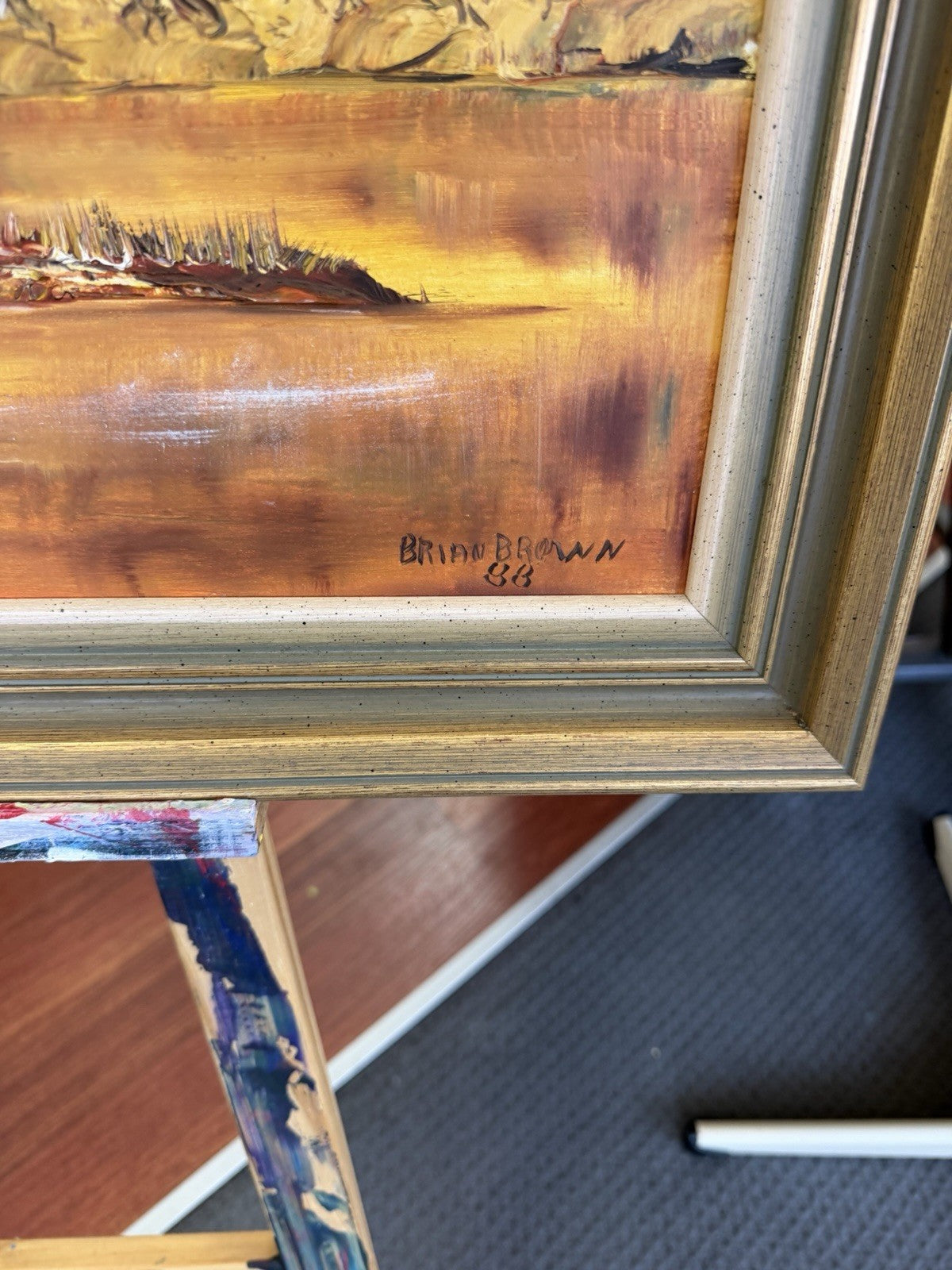 Brian Brown Brownie Original 1988 Oil Painting Murray River Euston NSW 