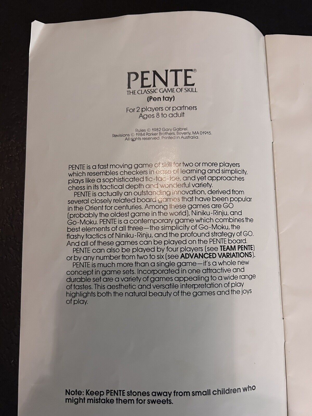 VINTAGE Pente Parker Brothers 1984 Classic Strategy Game