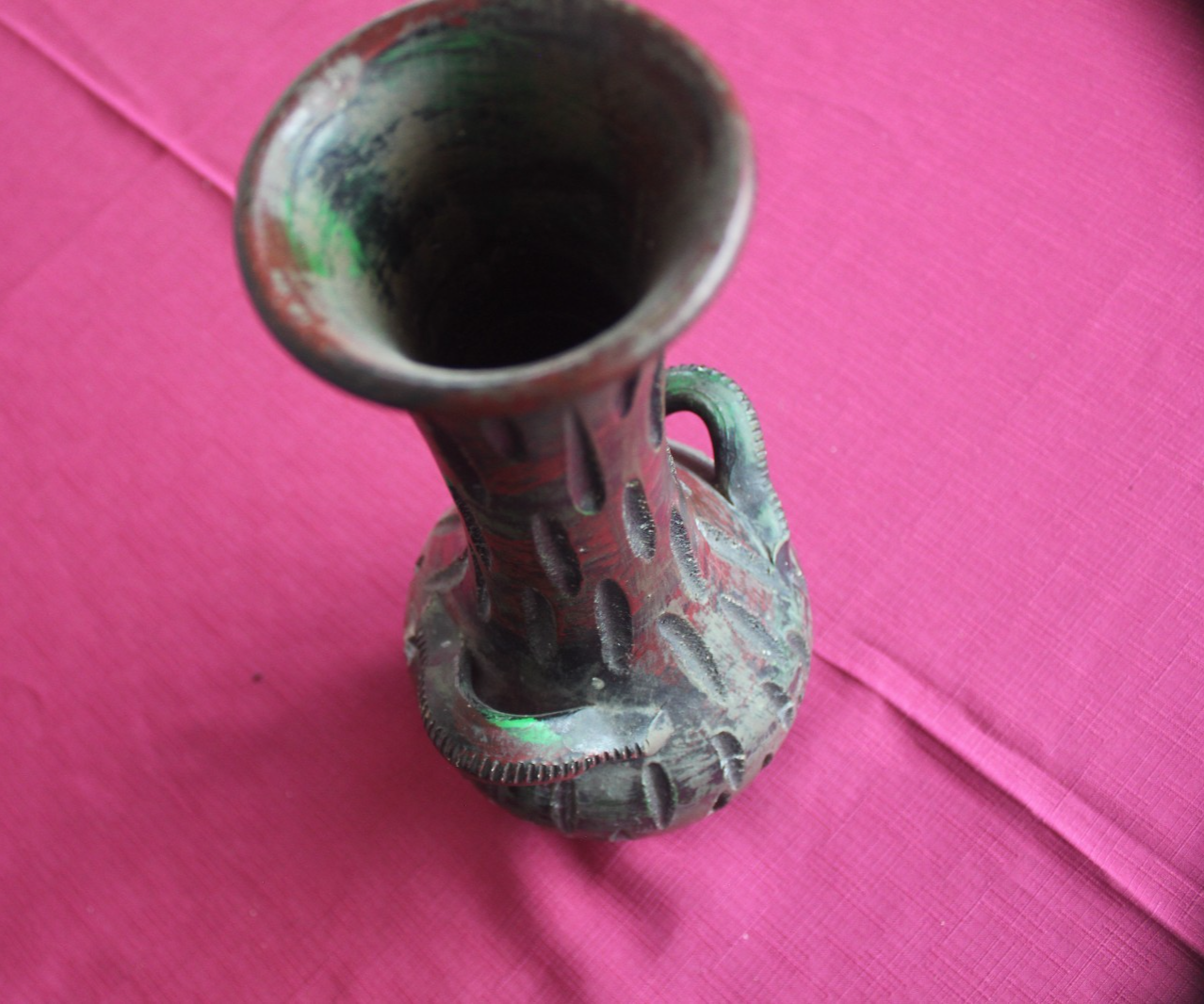Vintage Spanish Studio Pottery Vase Brutalist Fat Lava Style c1960s