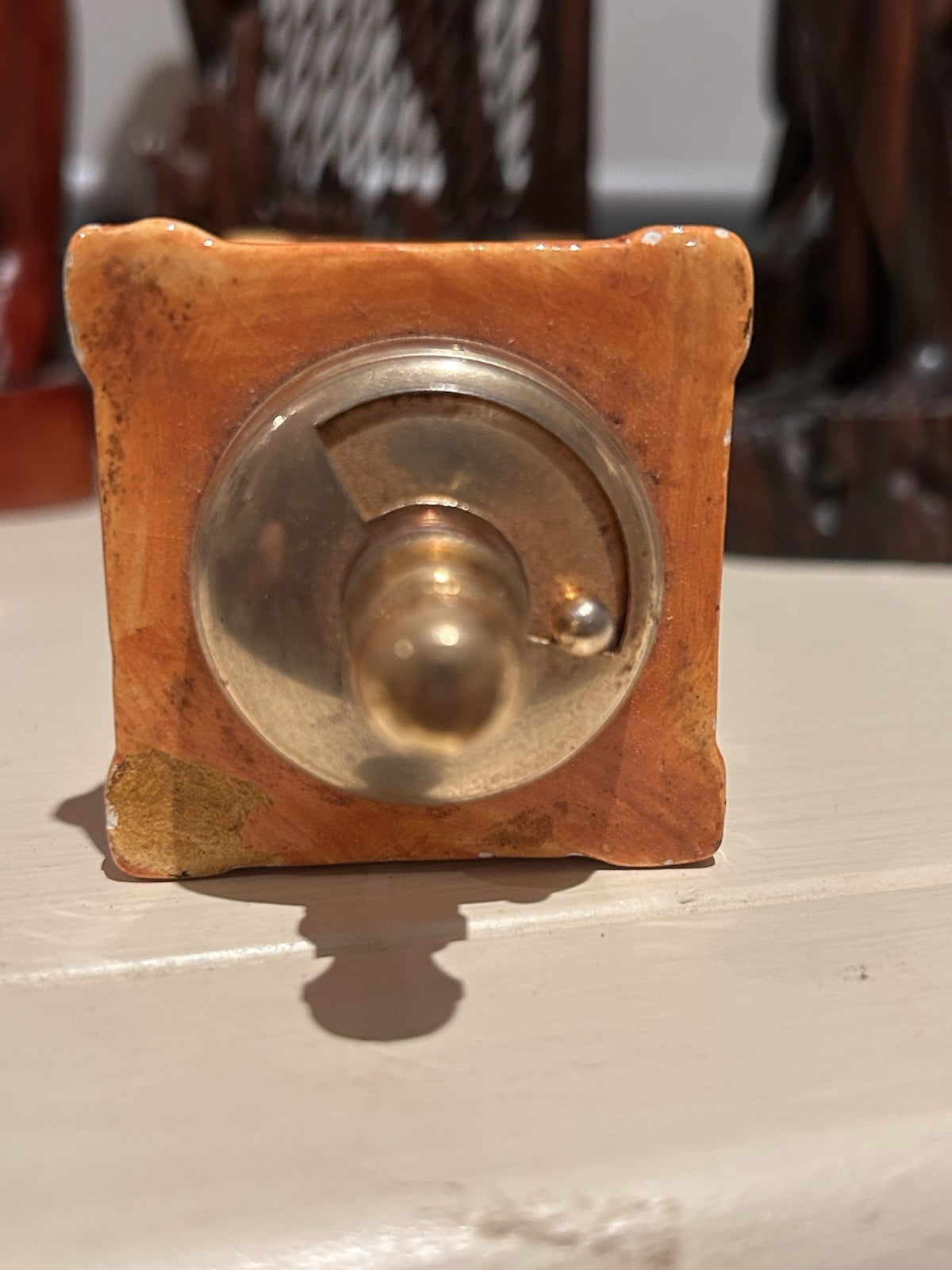 Vintage Capodimonte Italy Ceramic Salt Pepper Mills Hand Painted Pair