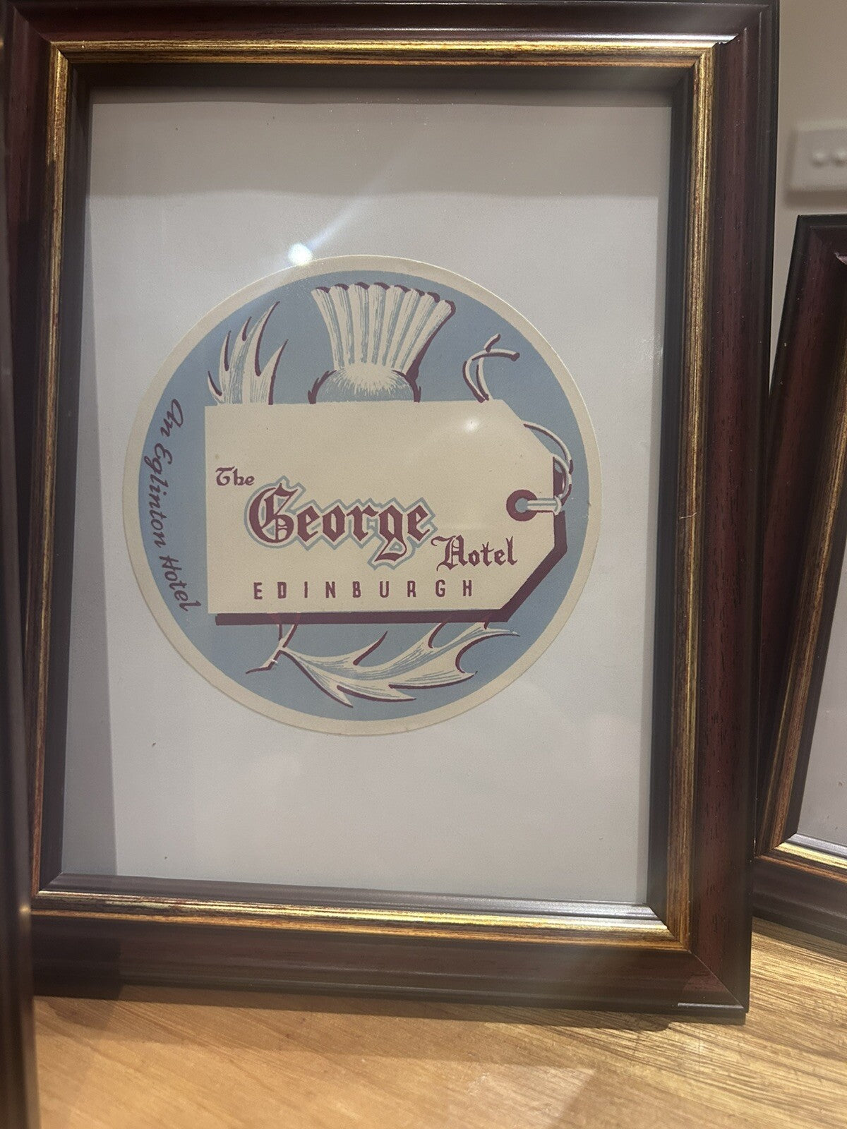 1954 Framed Grand Tour Hotel Labels  – SS Oronsay Gleeson Set